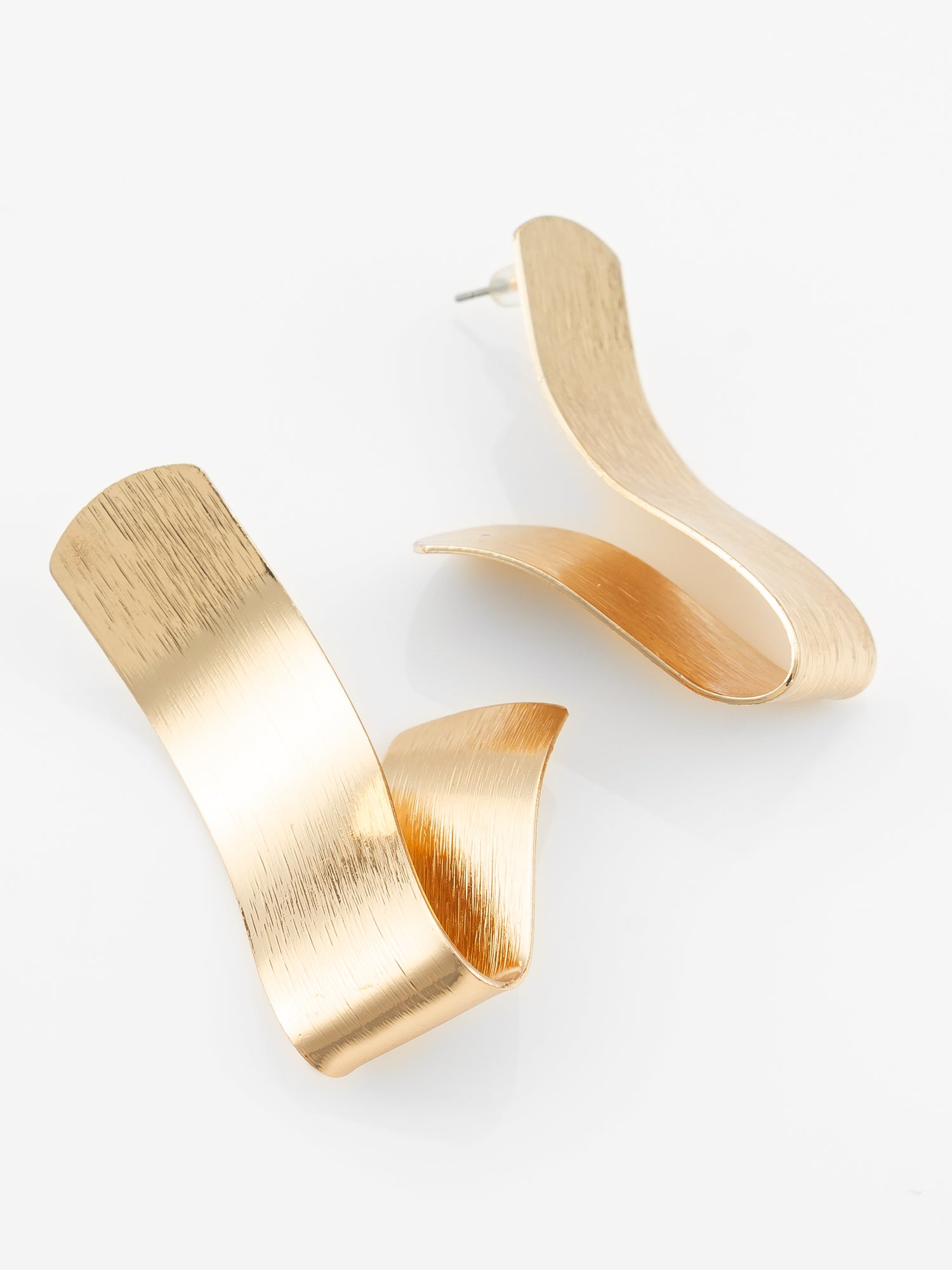 Gold-Plated Sculptural Twist Earrings for Women & Girls – View 2 | Aadita Jewelry