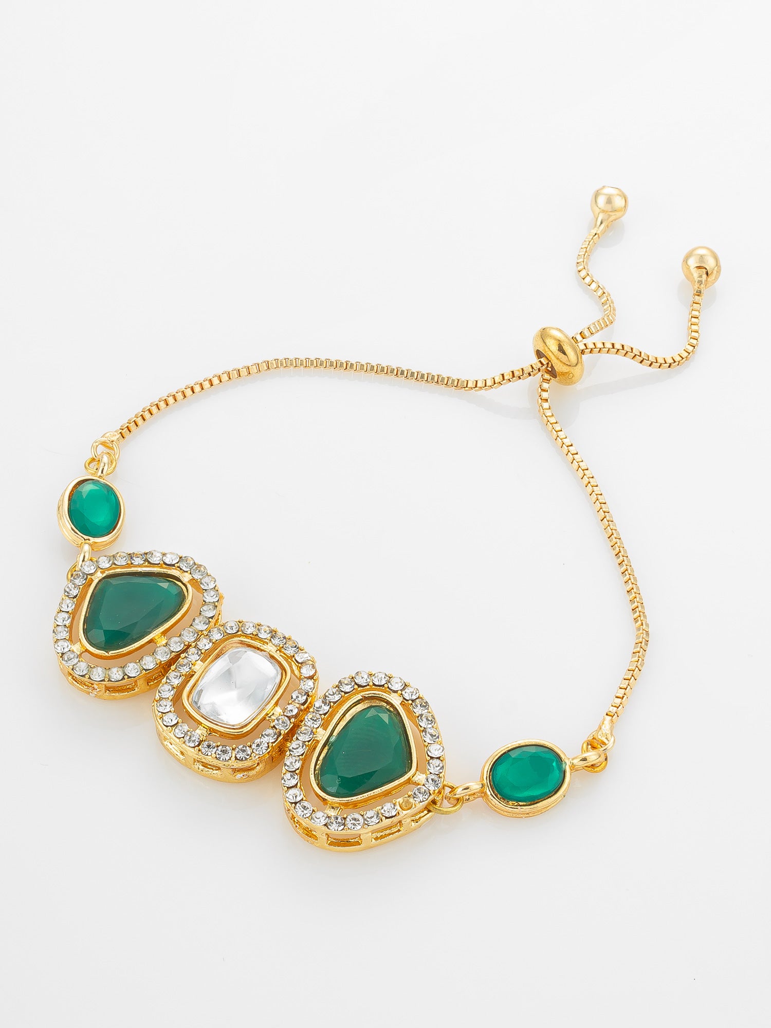 Asymmetric Green Stone Adjustable Bracelet | Aadita Jewelry