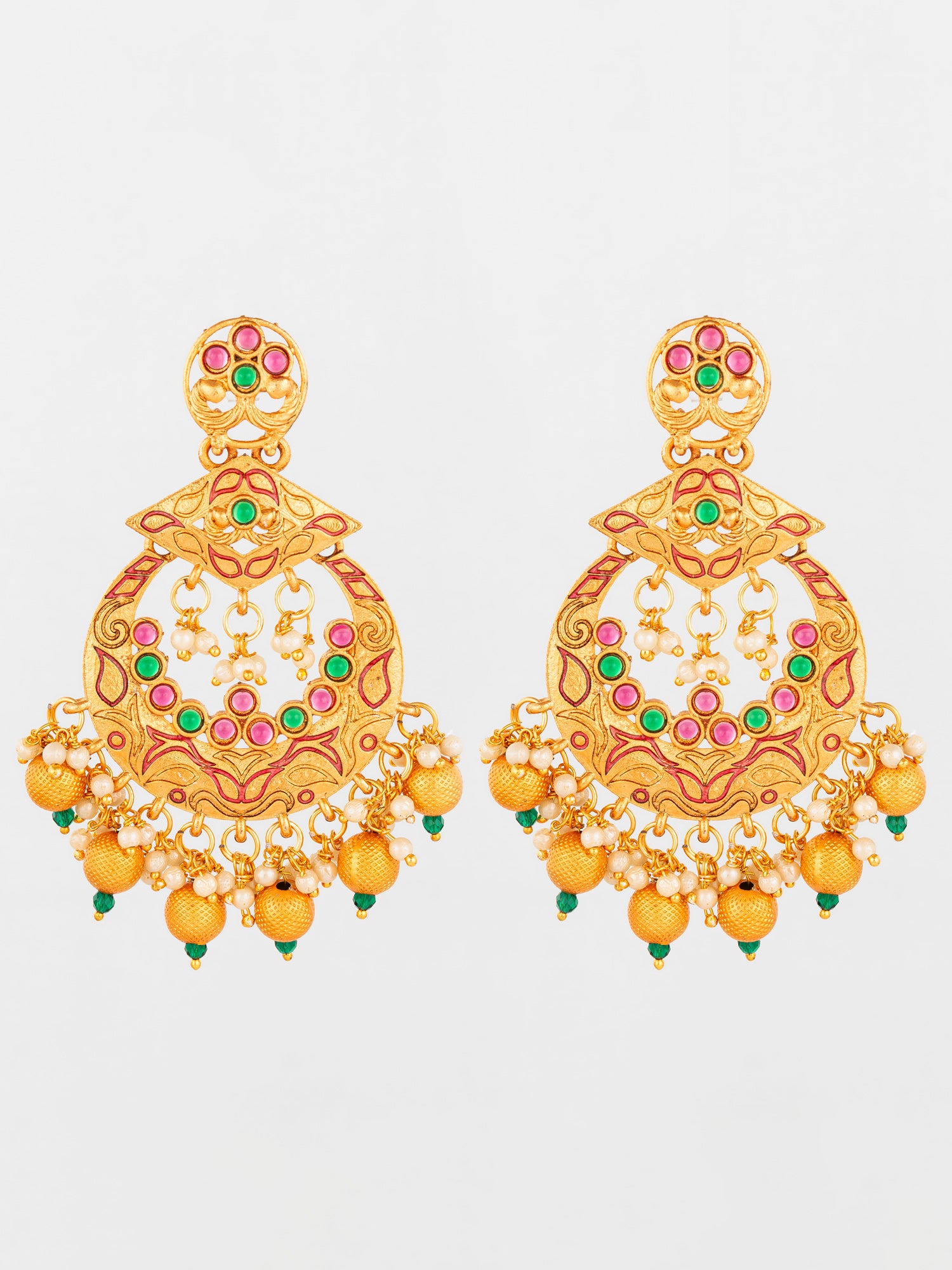 Aadita Royal Gold Plated Multicolor Chandelier Earrings | Aadita Jewelry