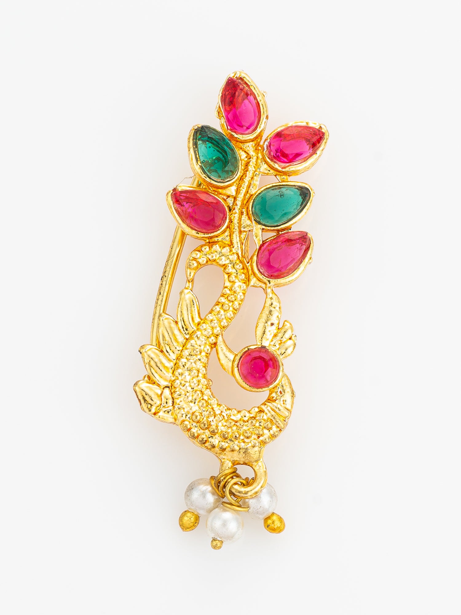 Gold Plated Peacock Motif Nathni | Aadita Jewelry