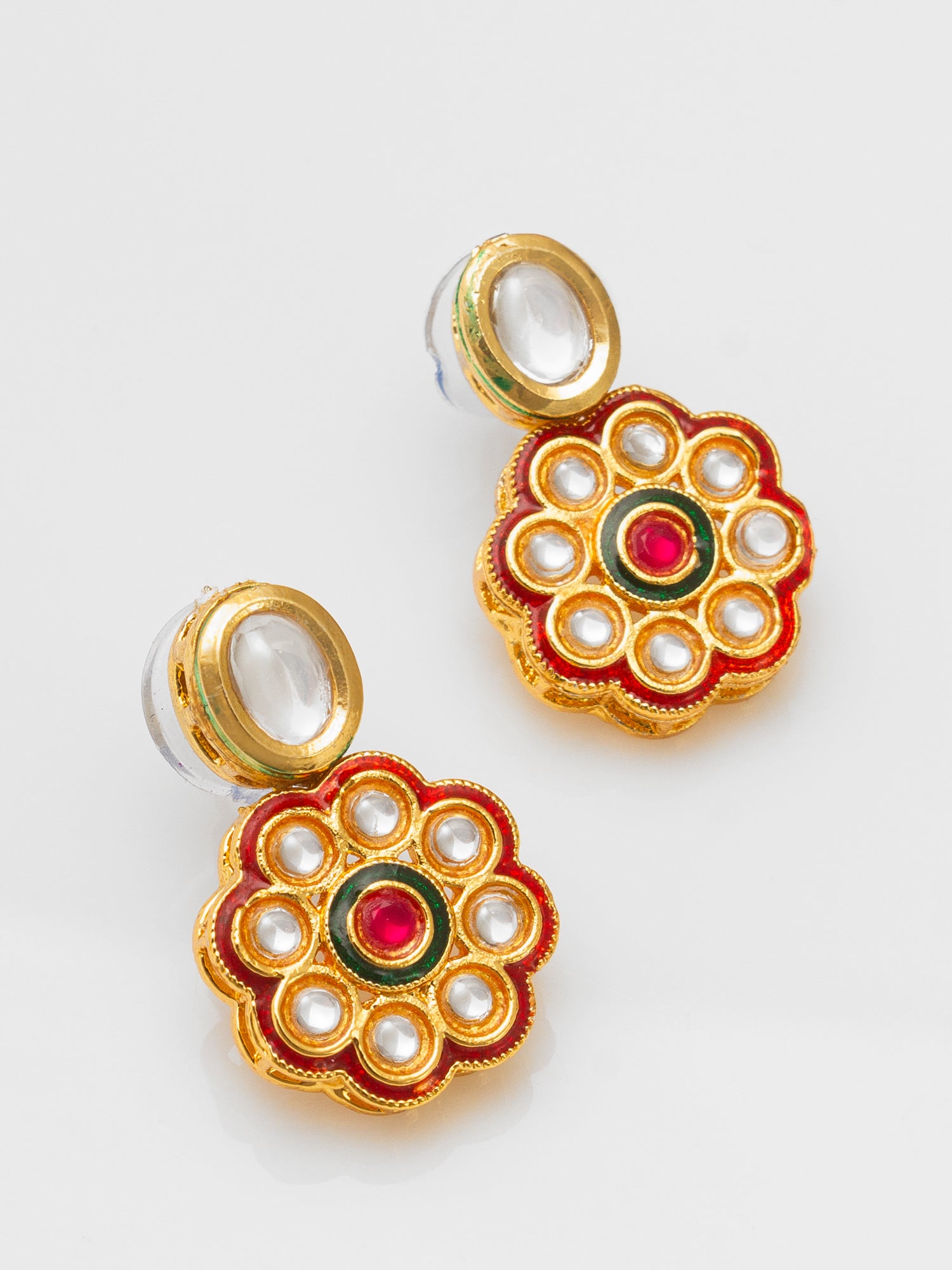 Floral Kundan Pearl Multicolour Necklace Set – View 2 | Aadita Jewelry