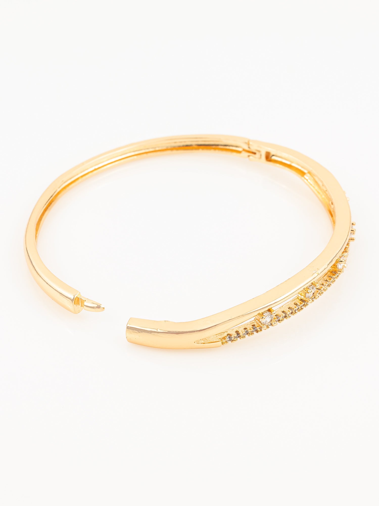 Gold Plated American Diamond Slim Openable Bangle for Women – View 3 | Aadita Jewelry