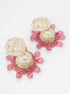 Kundan Pink Beaded Jhumka Earrings | Aadita Jewelry