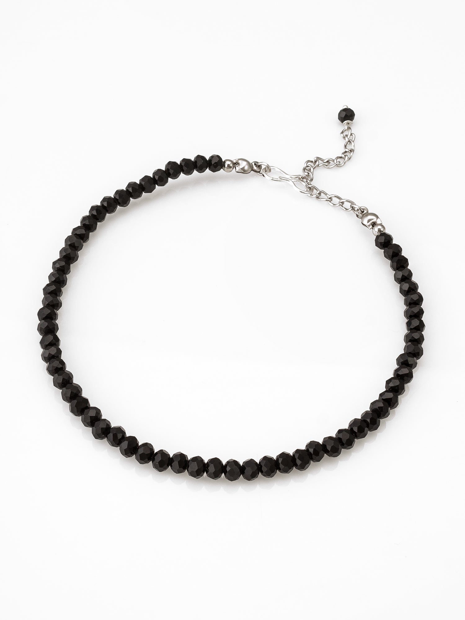 Black Crystal Faceted Bead Anklet | Aadita Jewelry