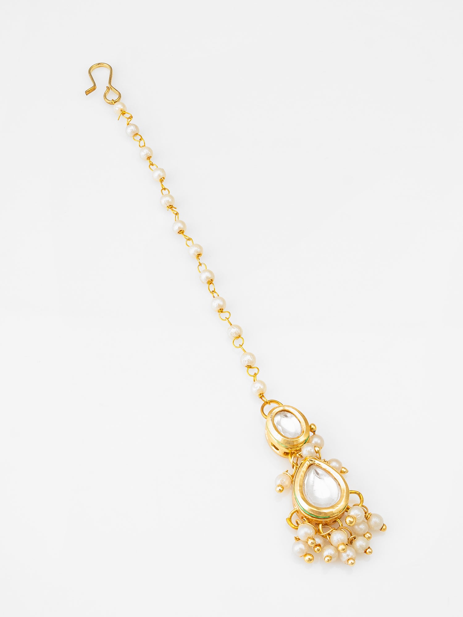 Gold Plated Kundan Pearl Maang Tikka for Women and Girls | Aadita Jewelry