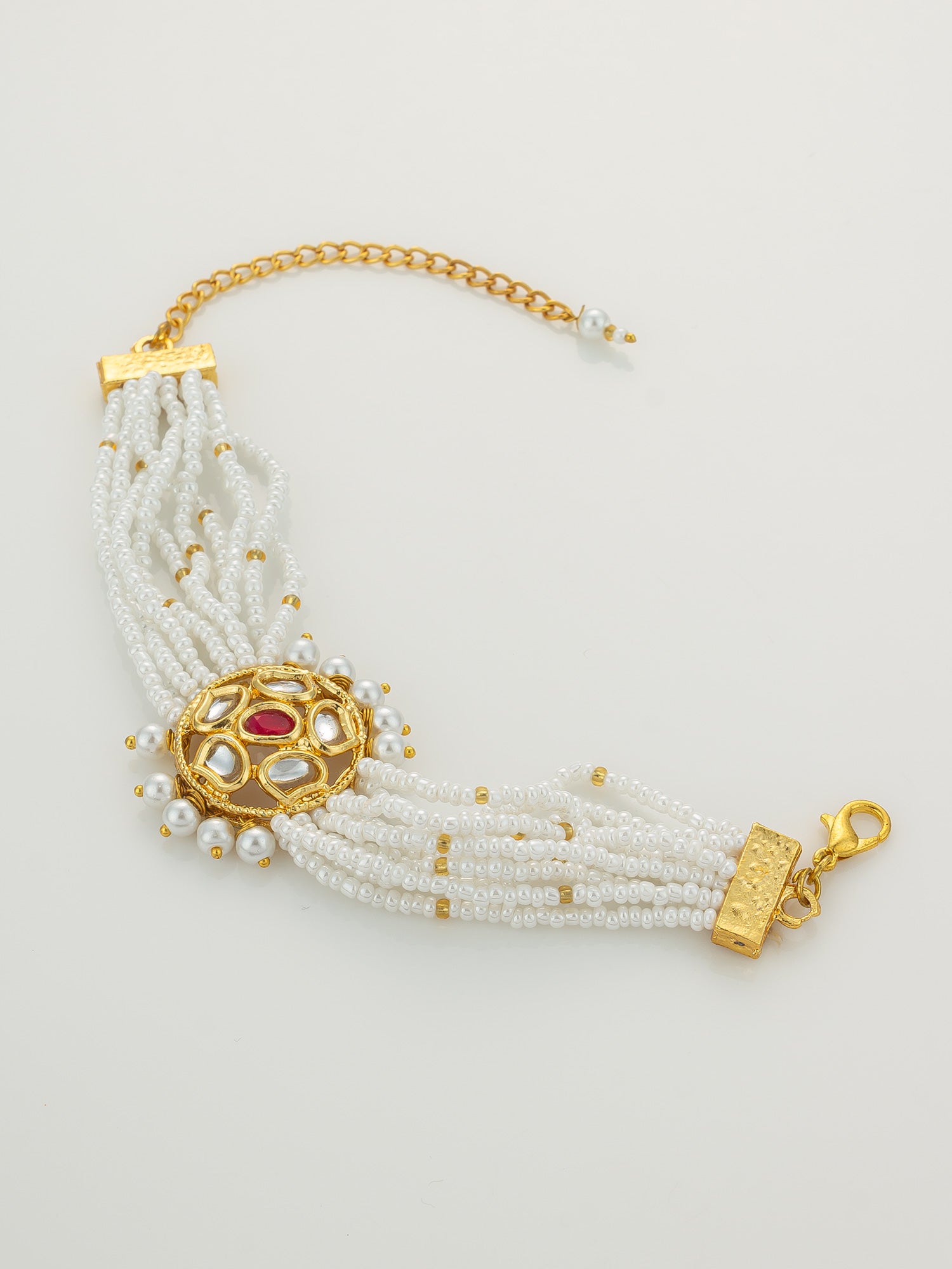 Kundan Studded Gold Floral Bracelet – View 2 | Aadita Jewelry