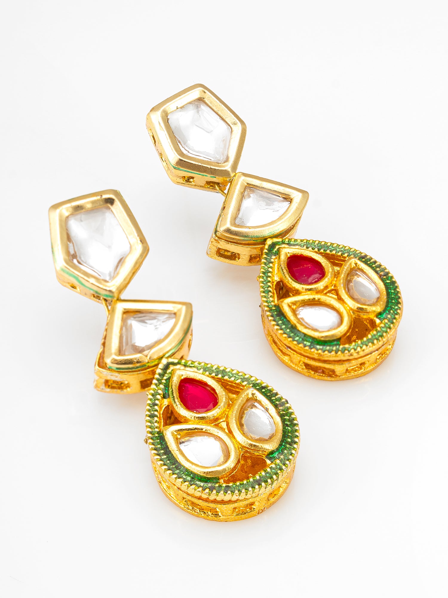 Gold Plated Kundan Drop Earrings | Aadita Jewelry
