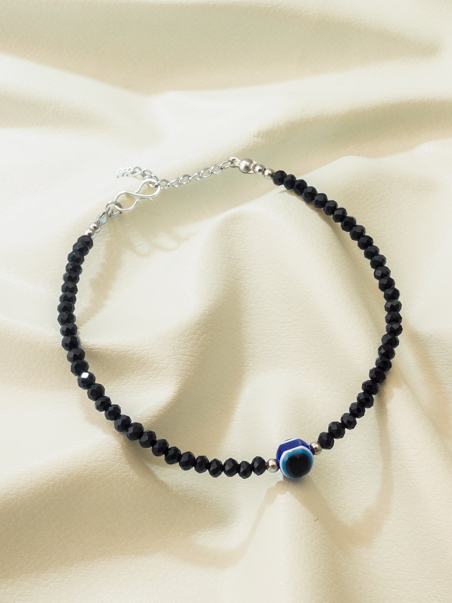 Black Faceted Crystal Bead Anklet – View 4 | Aadita Jewelry