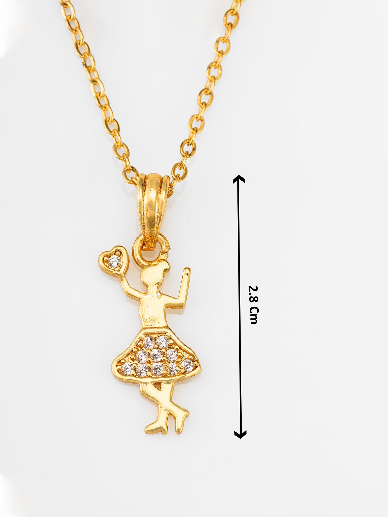 Gold-Tone Dancing Girl AD Pendant Necklace with Stone – View 3 | Aadita Jewelry