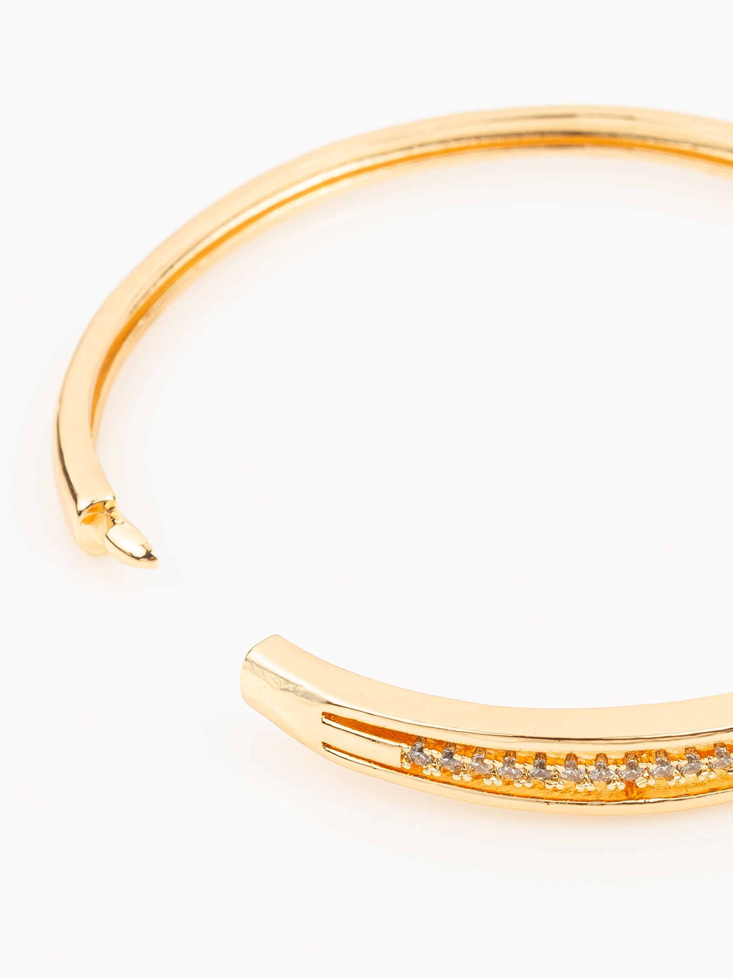 Gold Plated AD Stone Studded Elegant Bangle Bracelet for Women – View 4 | Aadita Jewelry