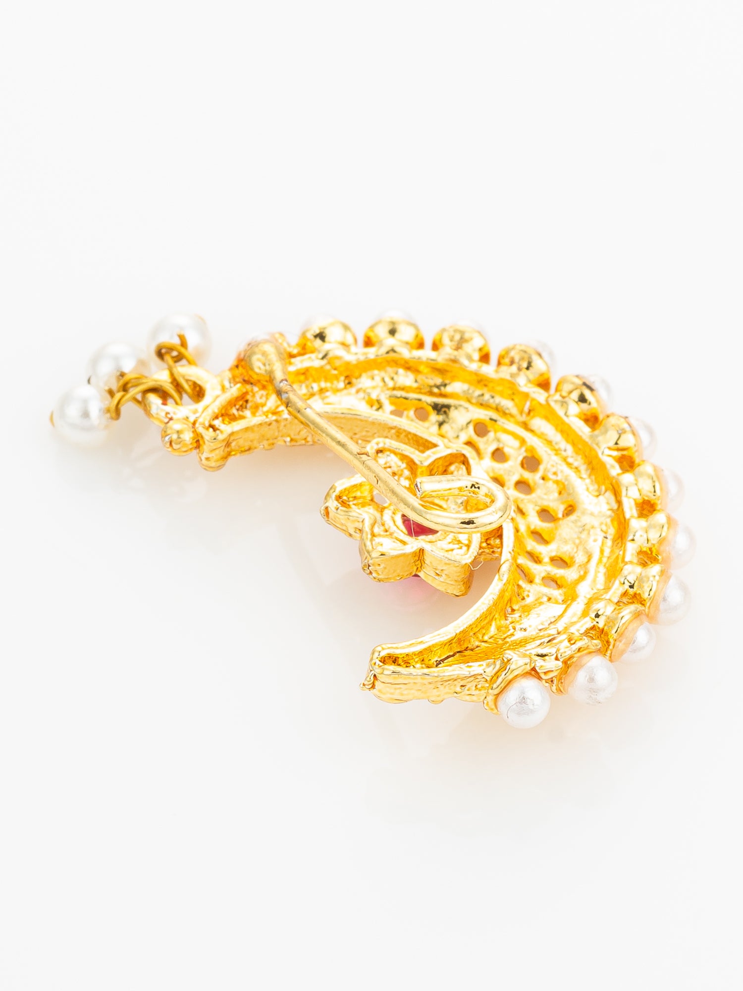Floral Pearl Drop Nath – View 3 | Aadita Jewelry