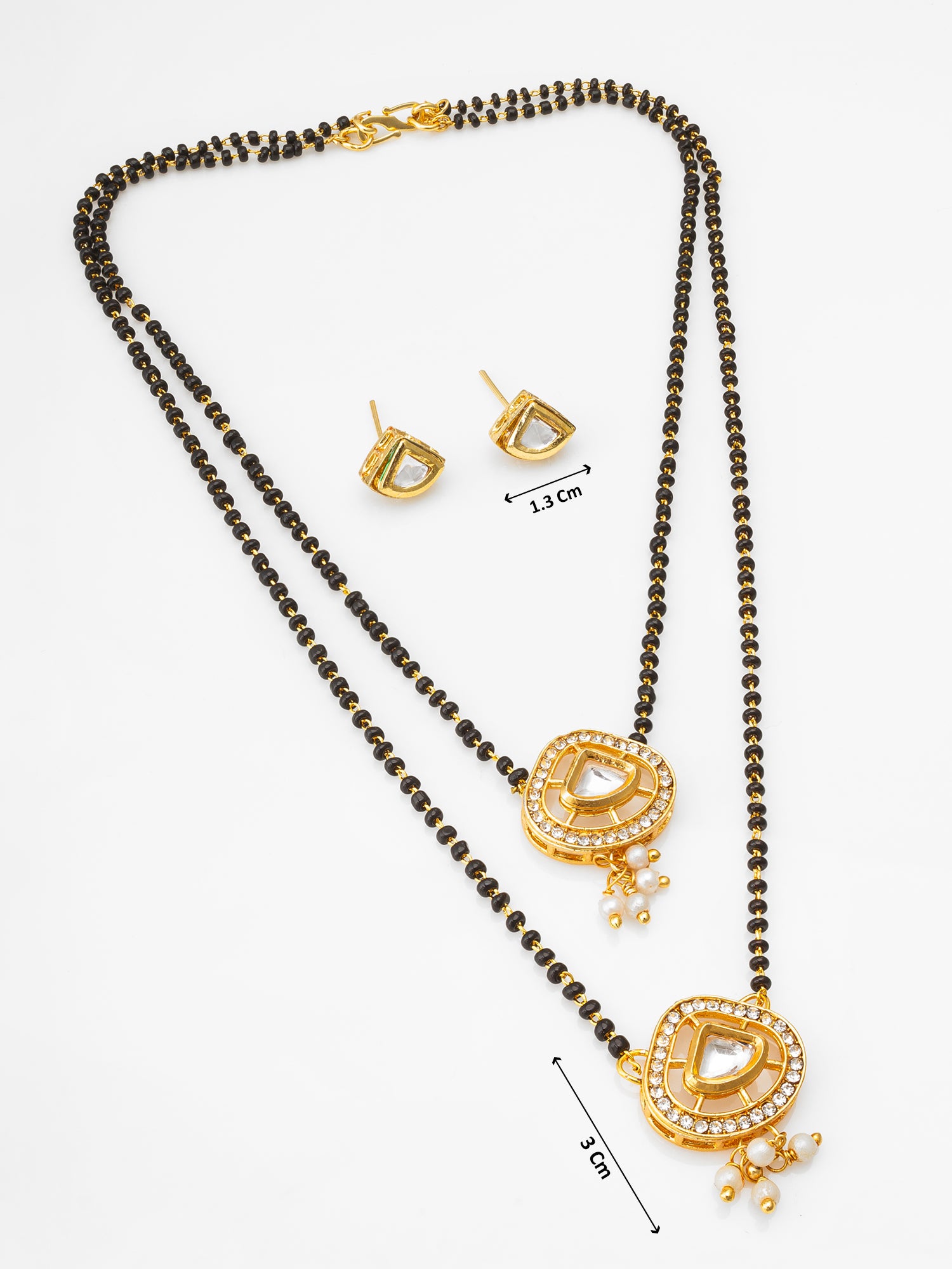 Dual Pendant Kundan Mangalsutra with Earrings – View 5 | Aadita Jewelry