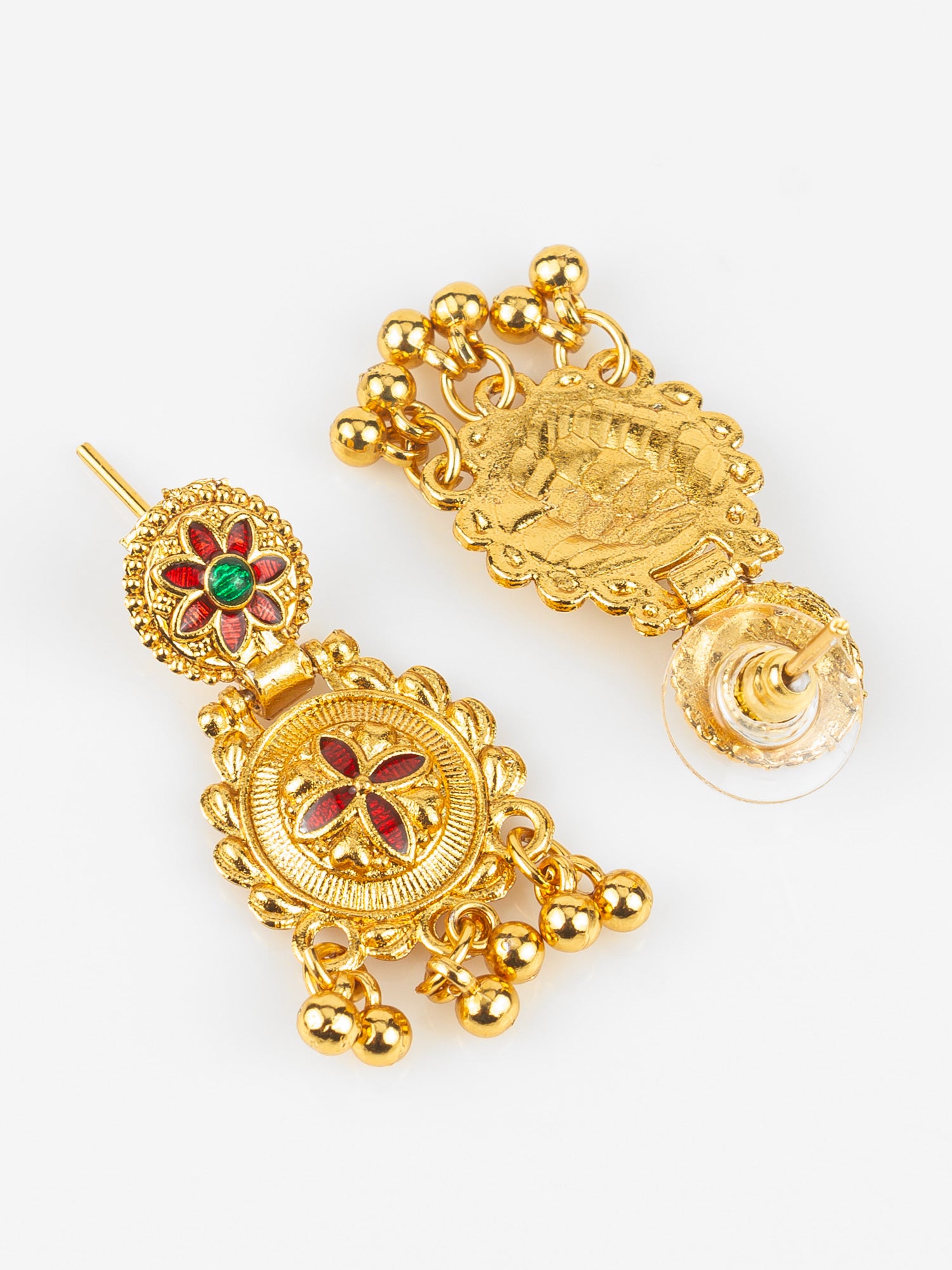 Gold-Plated Temple Necklace Set for Women | Bridal Peacock Jewellery | Traditional Design – View 3 | Aadita Jewelry