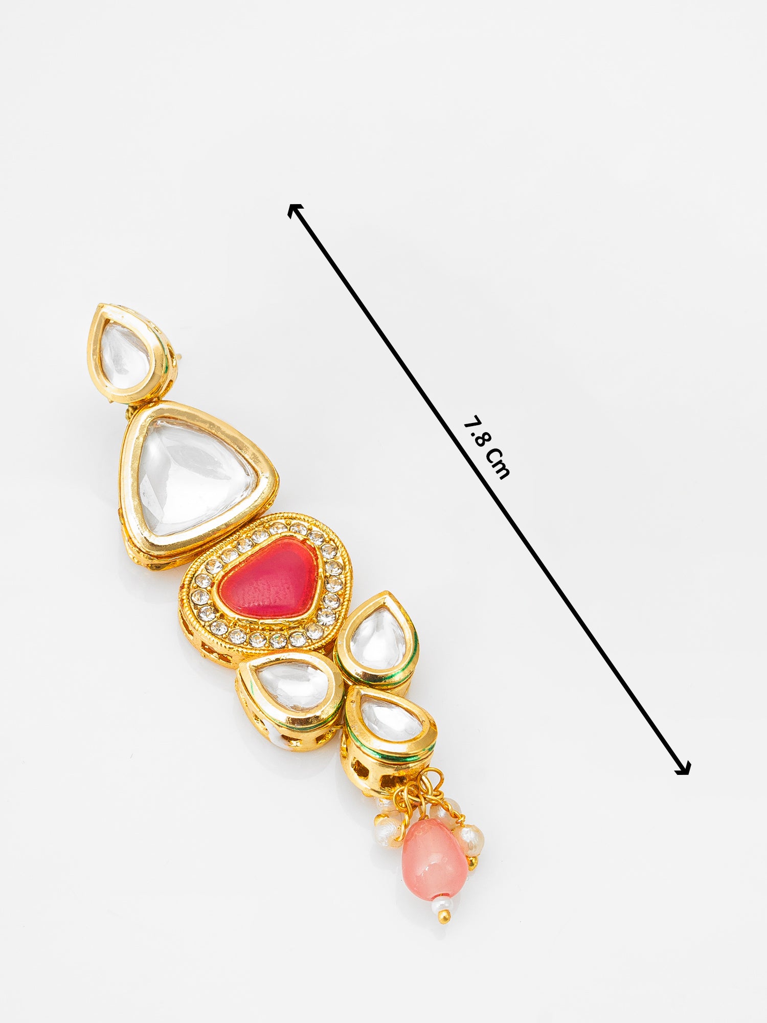 Gold-Plated Stone Long Drop Earrings with Pearl and Bead – View 3 | Aadita Jewelry