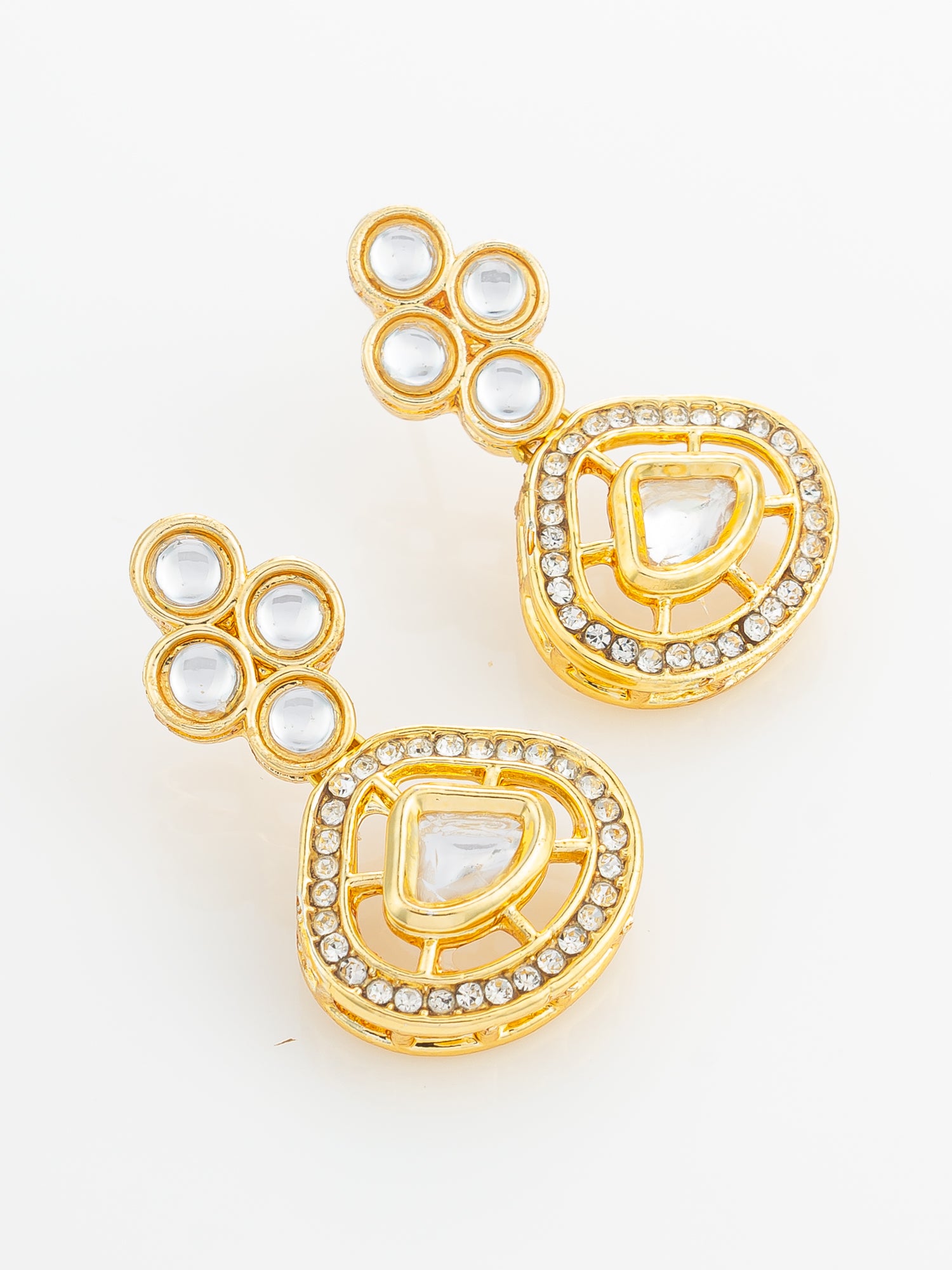 Traditional Kundan Teardrop Earrings – View 2 | Aadita Jewelry