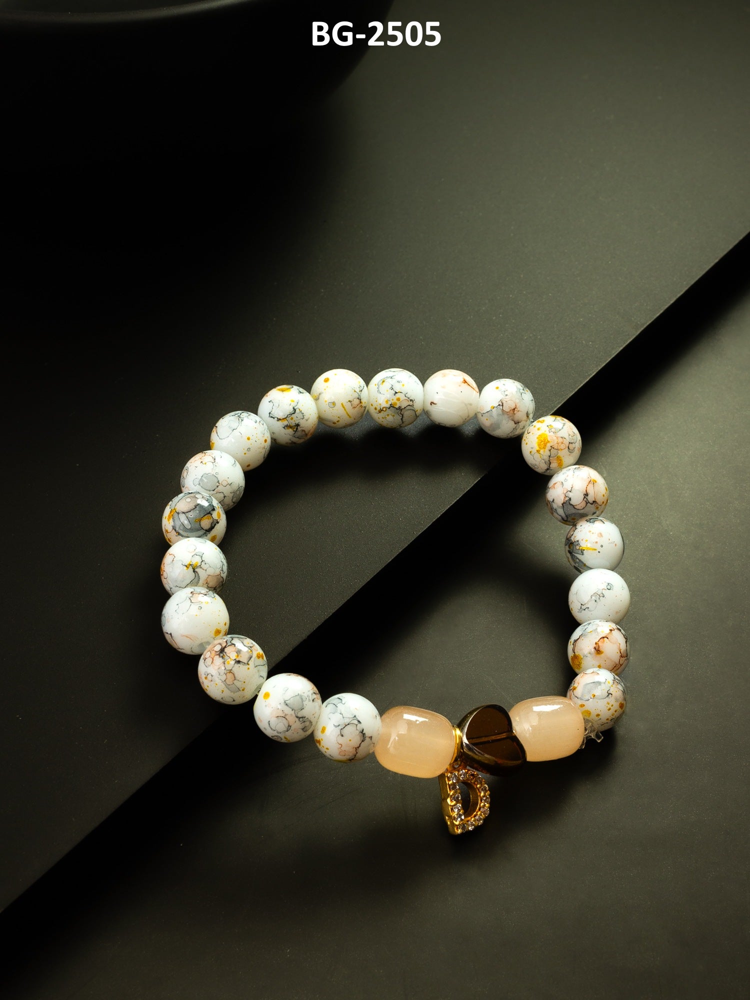 White Stone Gold Accent Beaded Bracelet – View 4 | Aadita Jewelry