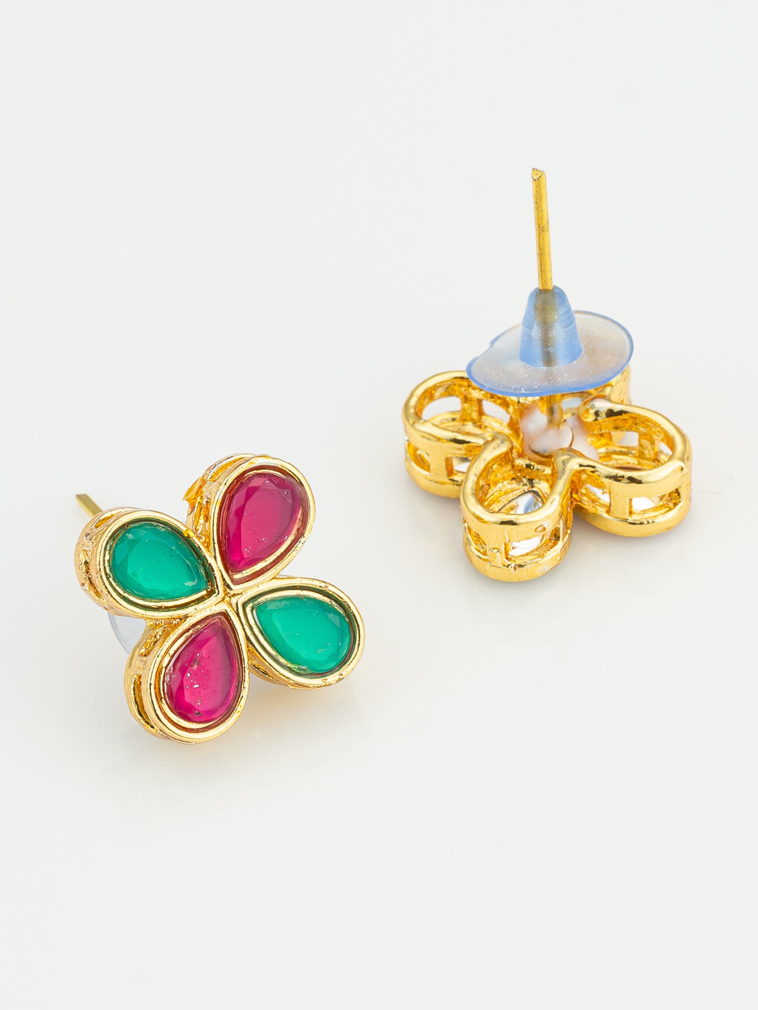 Multicolor Floral Teardrop Stud Earrings – View 3 | Aadita Jewelry