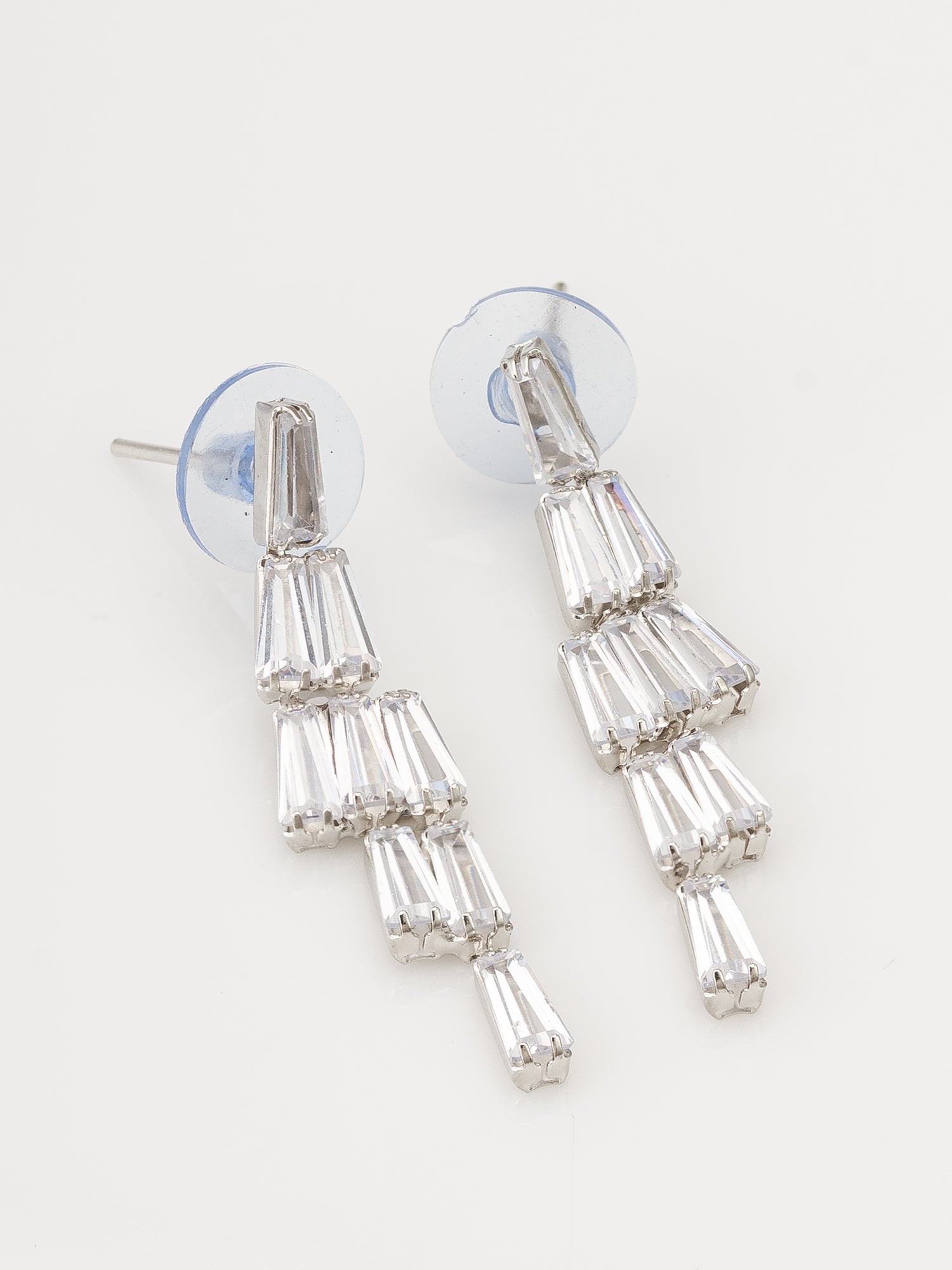 Layered Baguette Drop AD Necklace Set With Earrings – View 2 | Aadita Jewelry