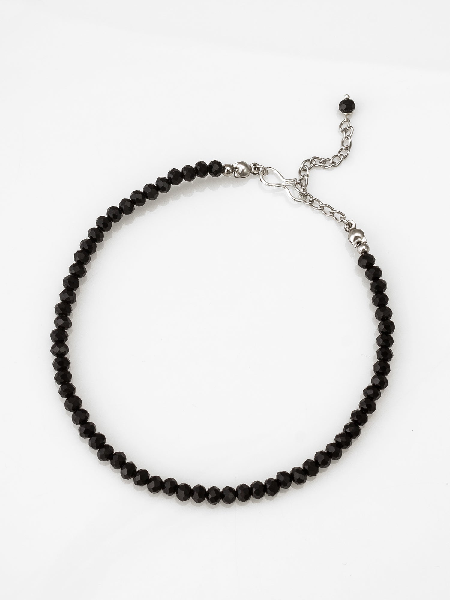 Black Crystal Faceted Bead Anklet – View 2 | Aadita Jewelry