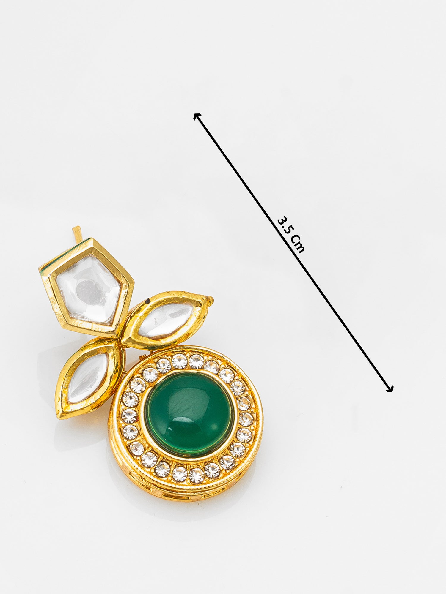 Stud Drop Earrings with Green Onyx Cabochon – View 3 | Aadita Jewelry