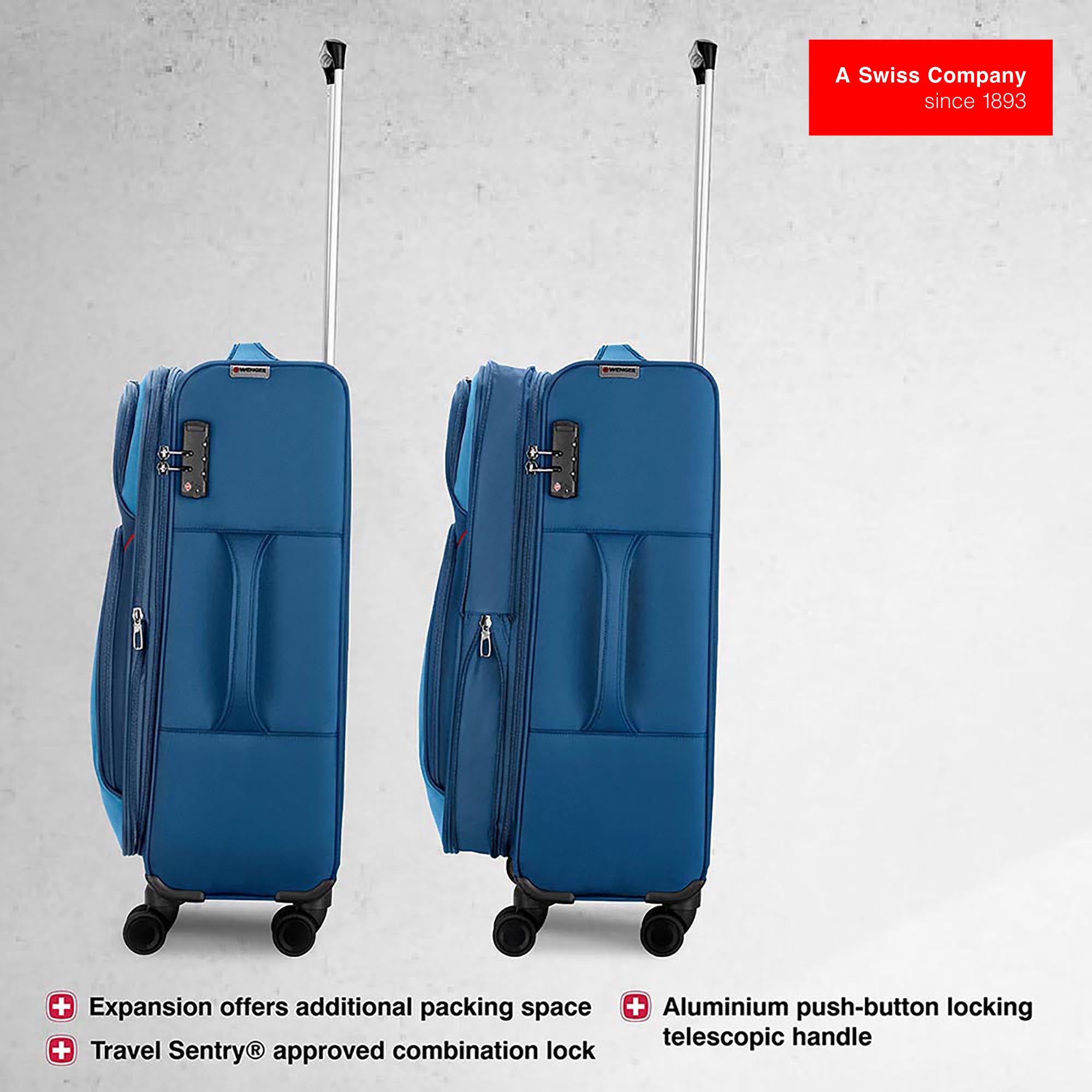 Wenger Castic Pro Check-in Suitcase - Large (Value Edition) - Blue - Image 6