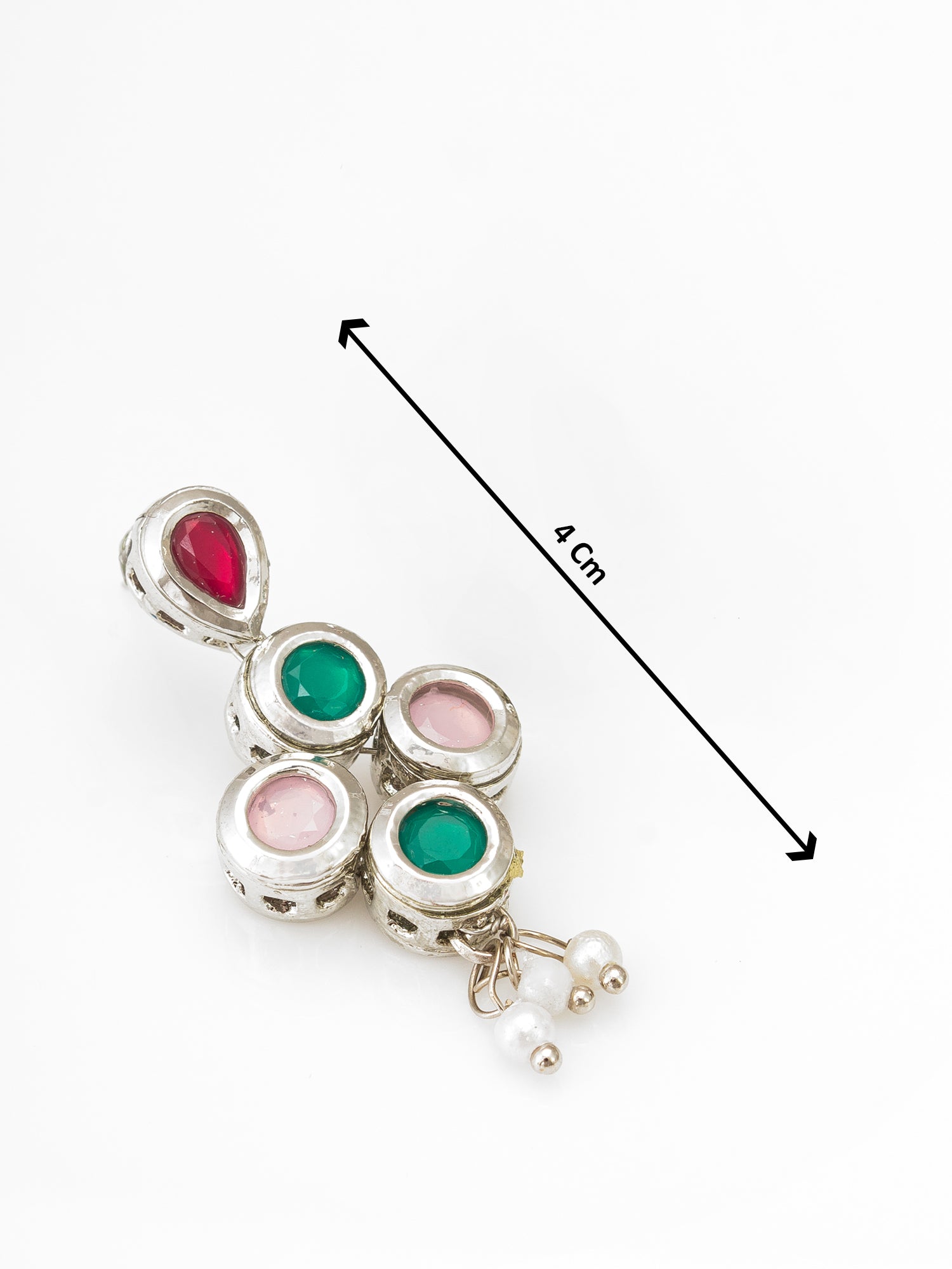 Silver Plated Multi-Color Drop Earrings with Pearl – View 3 | Aadita Jewelry