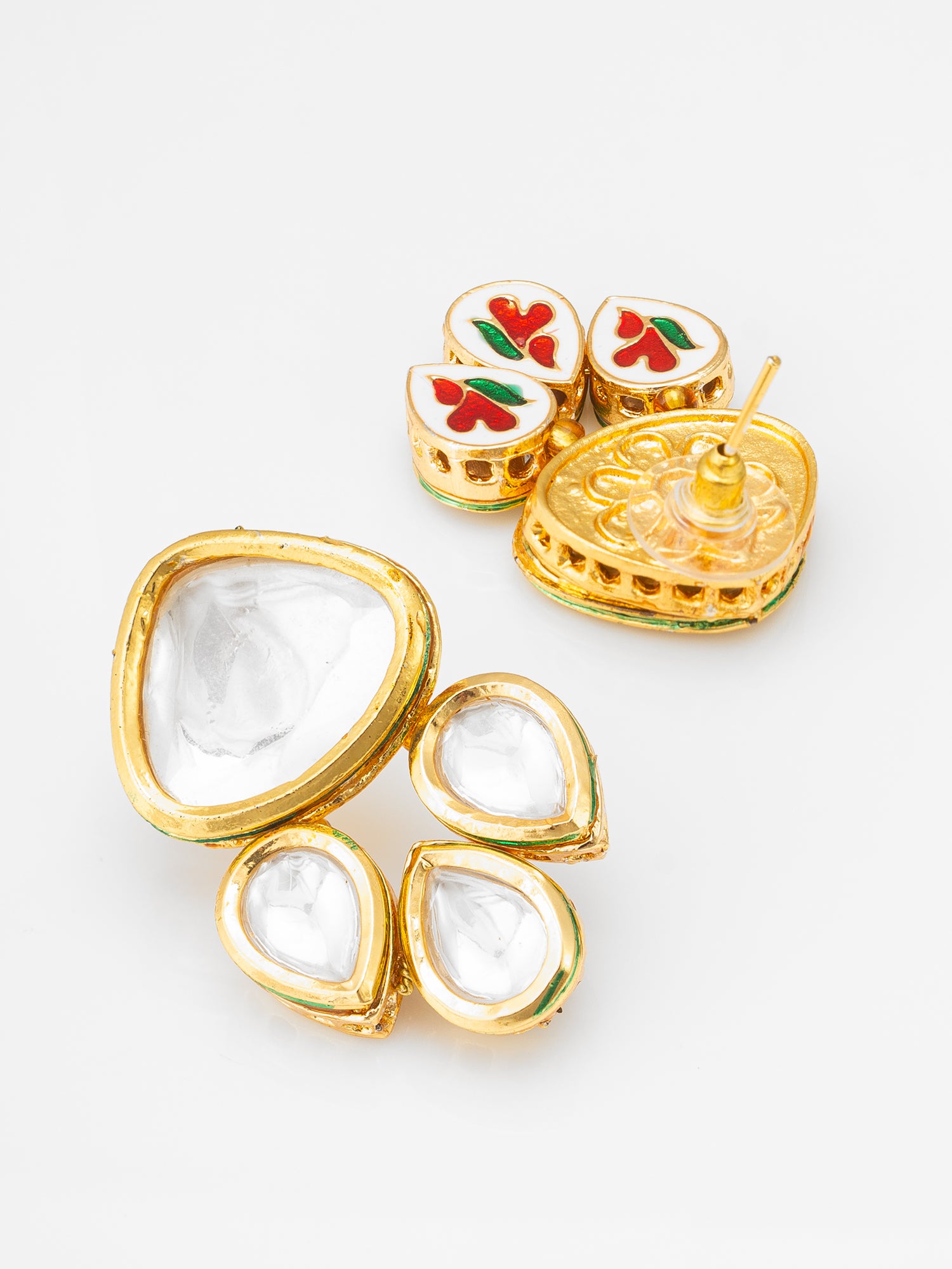 Gold Plated Kundan Stud Earrings – View 2 | Aadita Jewelry