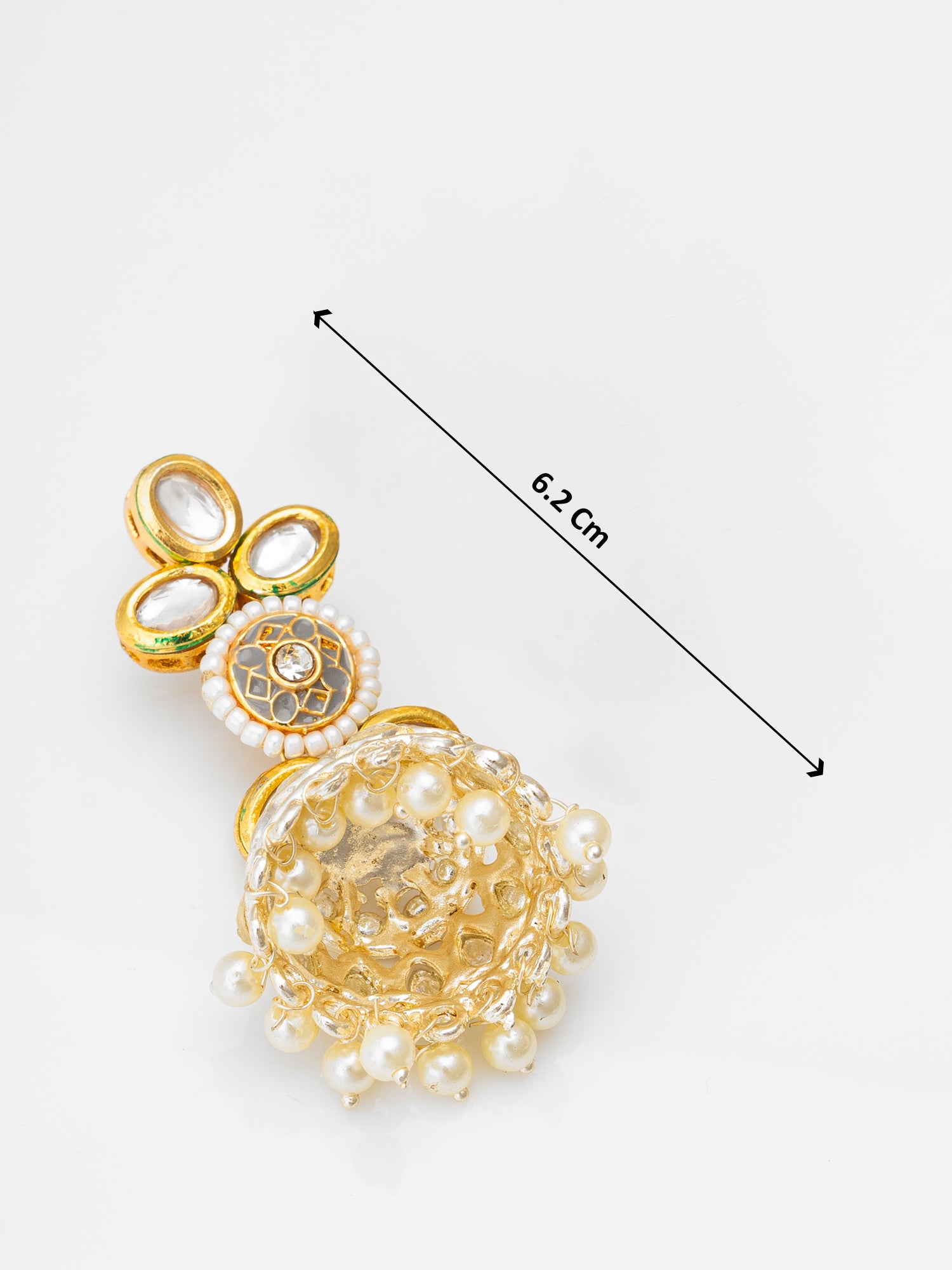Traditional Kundan Pearl Jhumka Earrings – View 3 | Aadita Jewelry