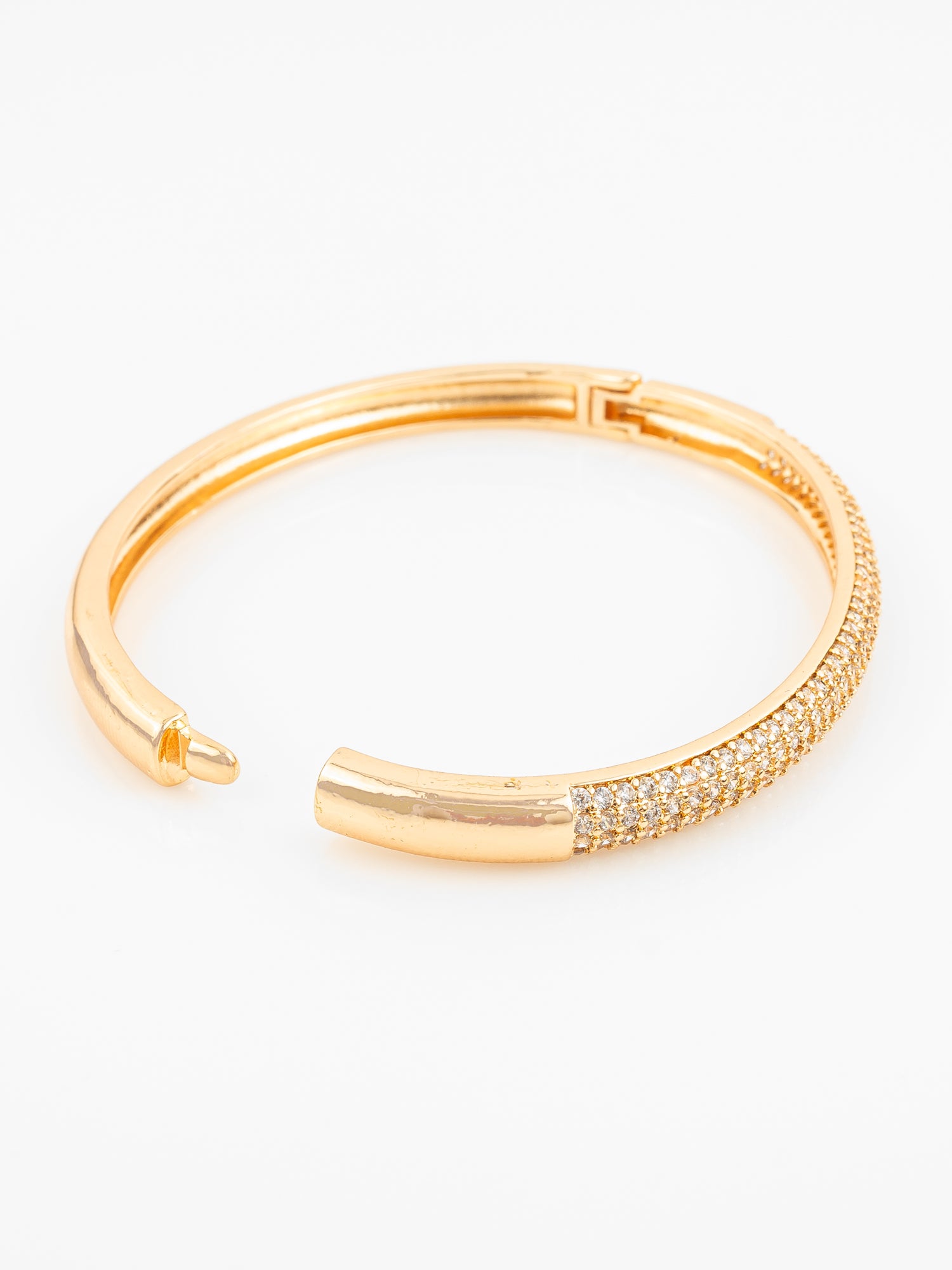 Gold Plated American Diamond Adjustable Kada Bangle for Women "“ Party Wear Traditional Jewellery – View 3 | Aadita Jewelry