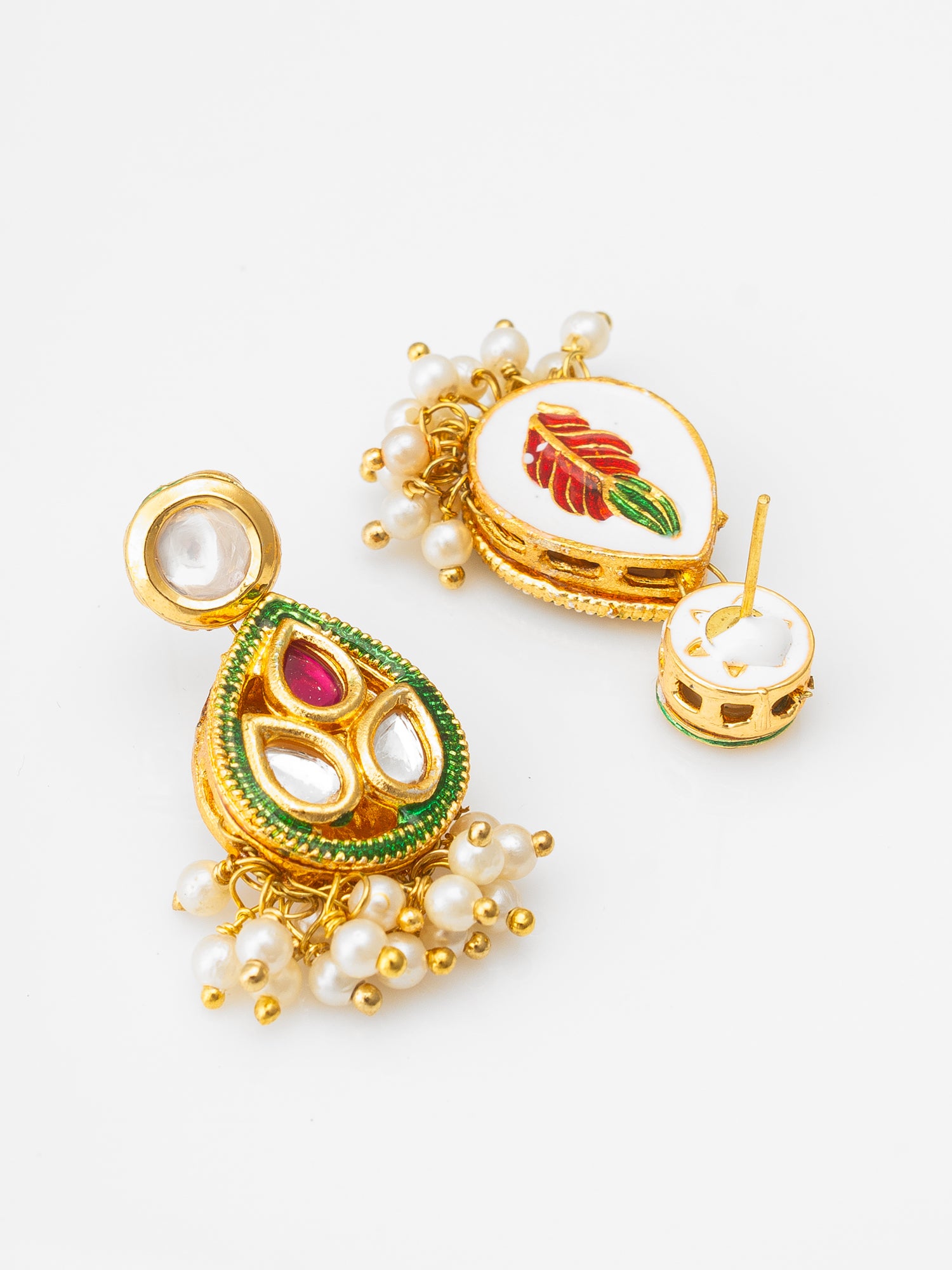 Meenakari Kundan Choker Necklace Set with Pearl Drops – View 3 | Aadita Jewelry