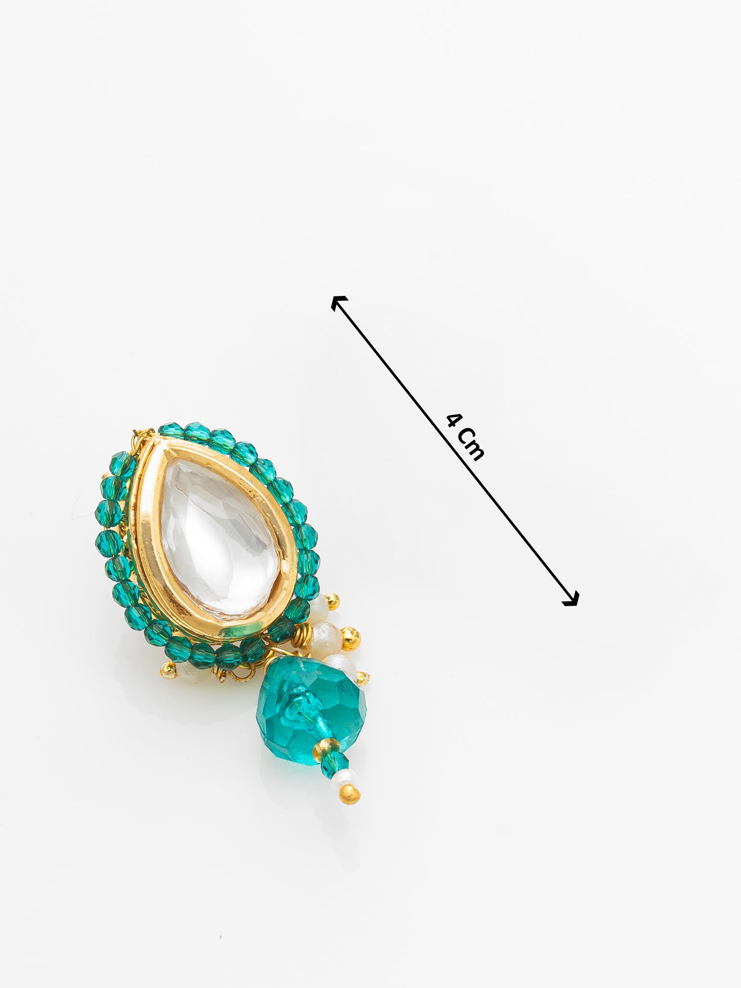 Gold Plated Kundan Teal Beaded Necklace Set with Earrings for Women – View 4 | Aadita Jewelry