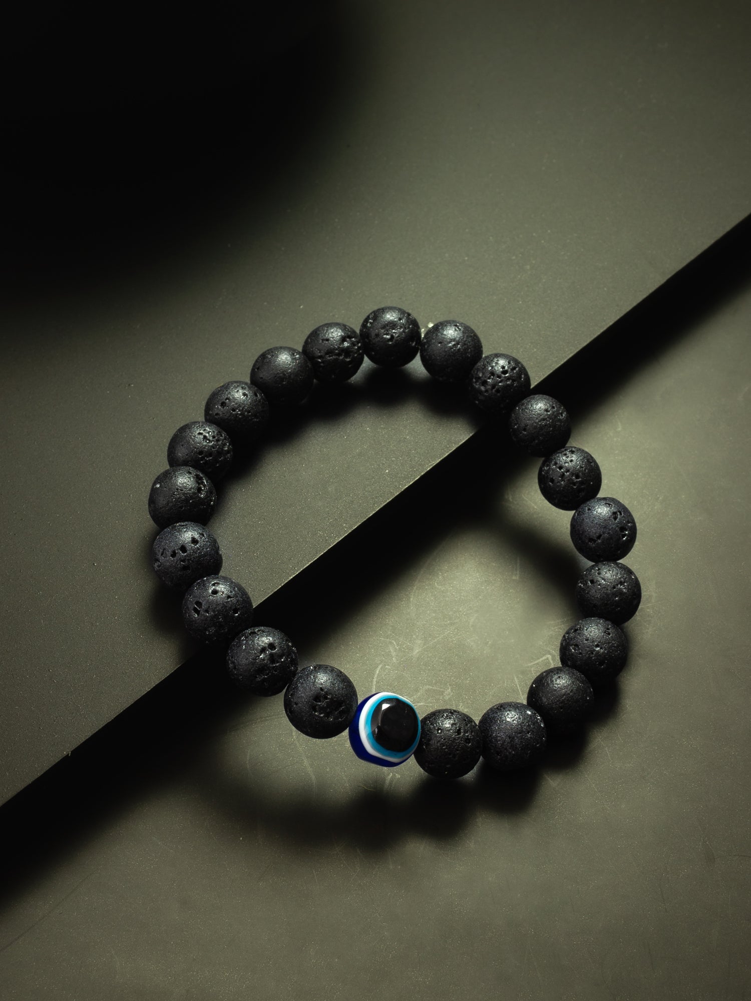 Black Lava Stone Evil Eye Beaded Bracelet – View 3 | Aadita Jewelry