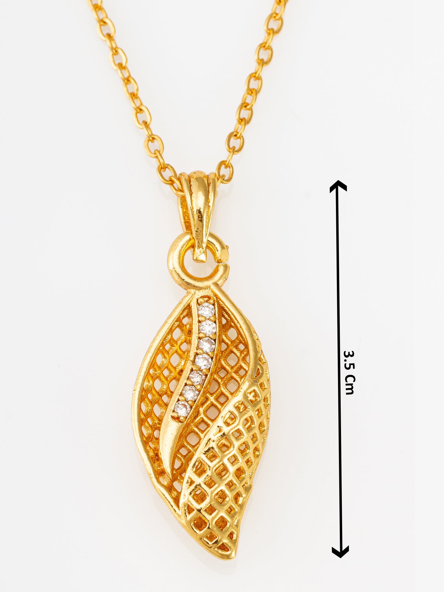 Gold-Tone Leaf AD Pendant Necklace – View 3 | Aadita Jewelry