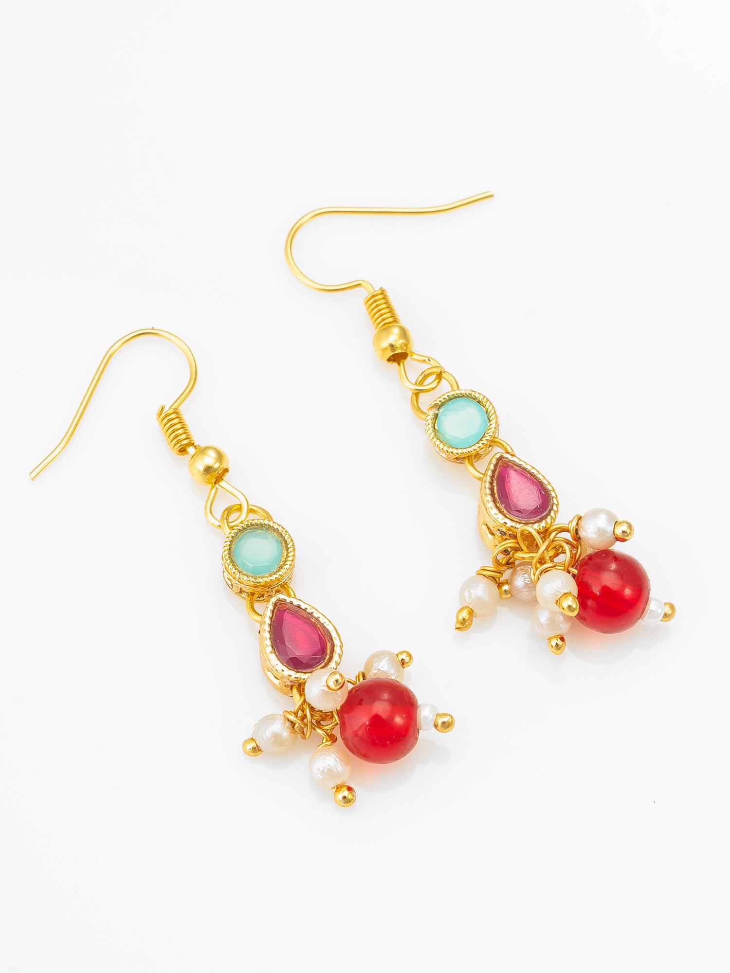 Gold-Plated Red Beaded Kundan Choker Necklace Set for Women & Girls – View 2 | Aadita Jewelry