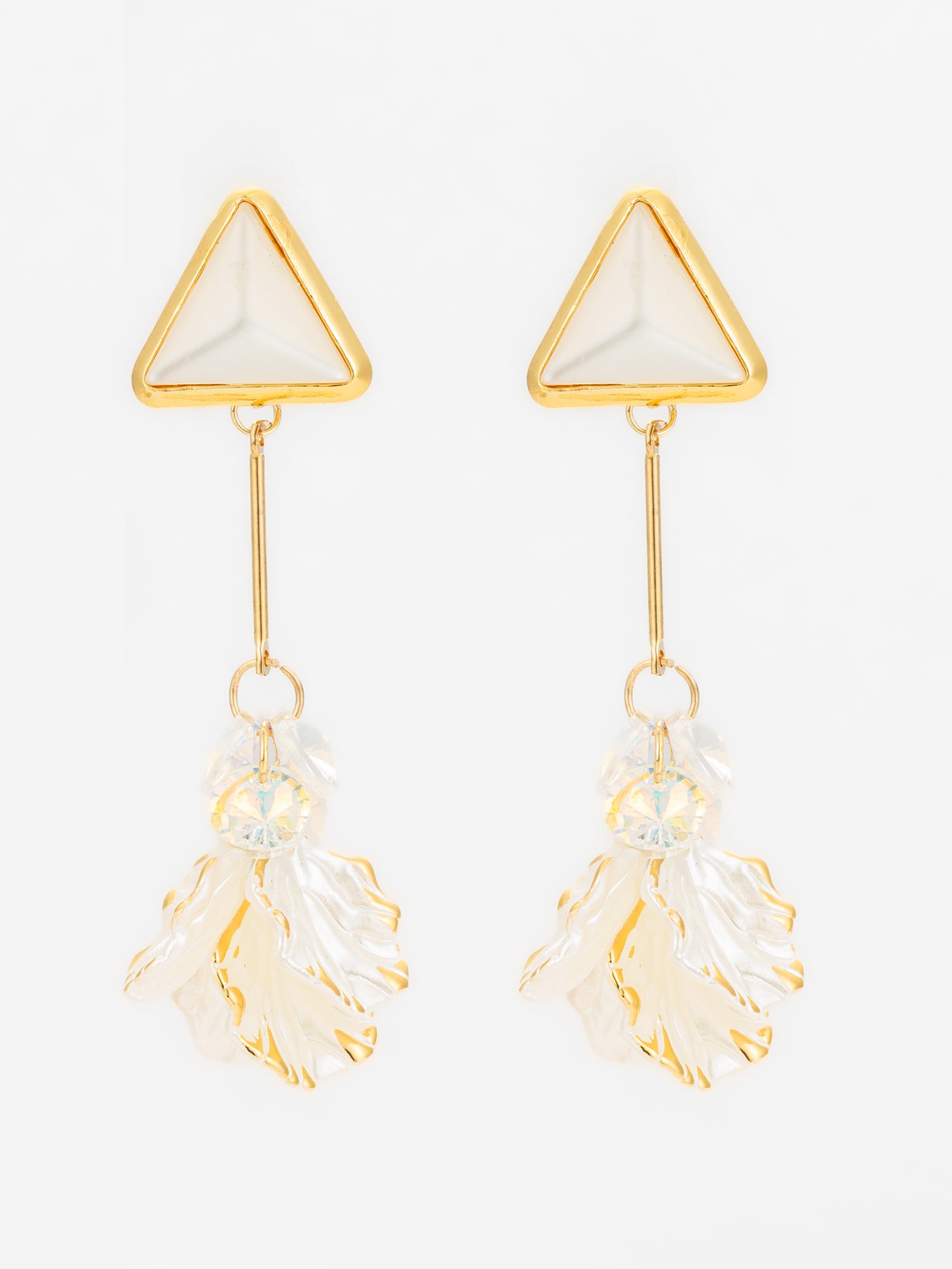 Triangle Stud Leaf Drop Earrings | Aadita Jewelry