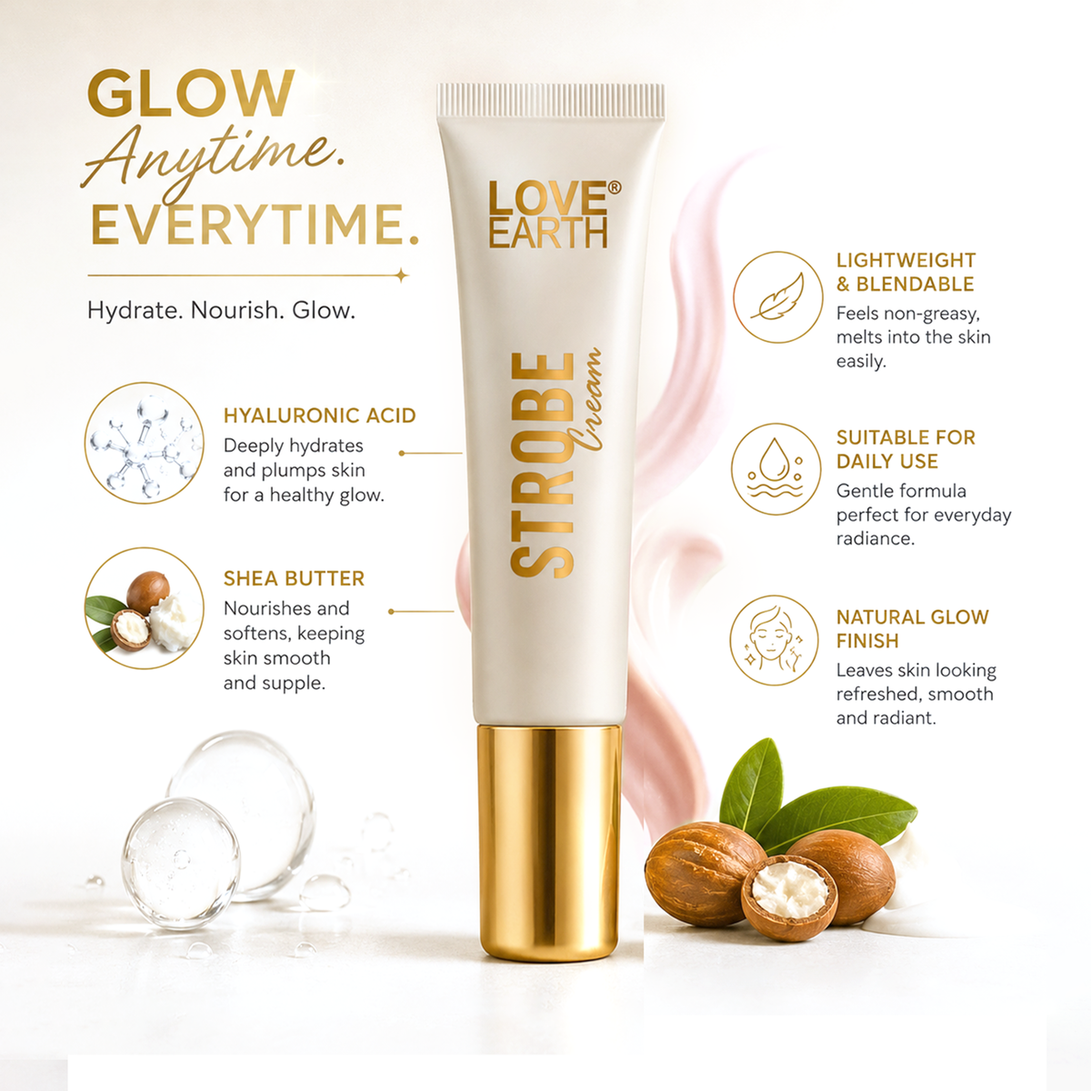 Love Earth 4 in 1 Strobe Cream Rose Gold - image 3