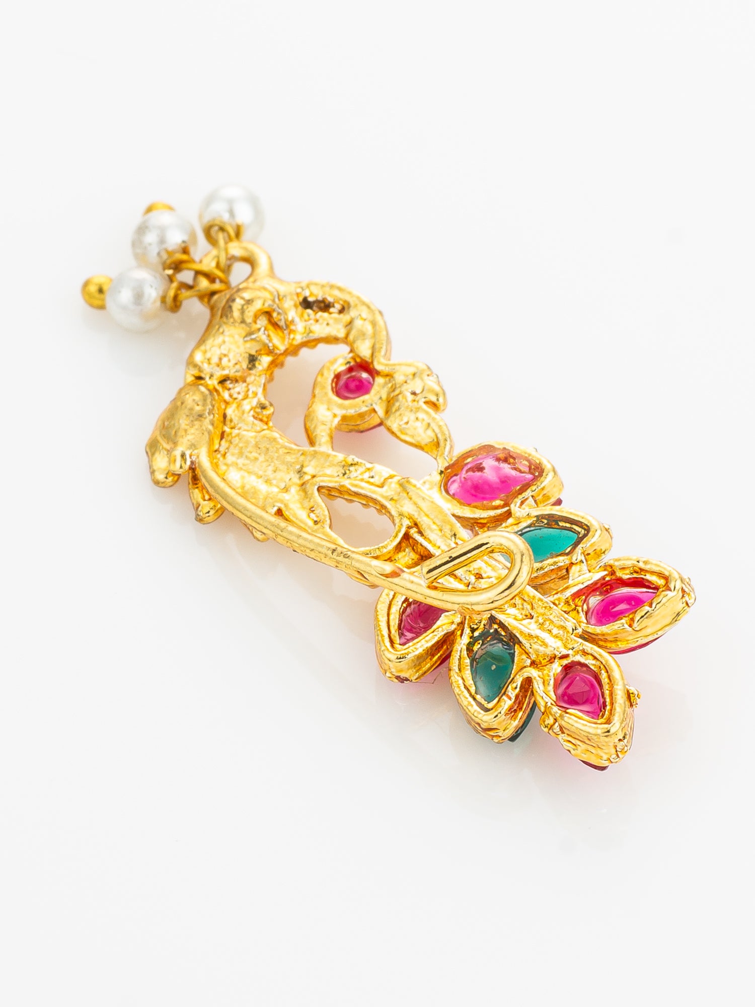 Gold Plated Peacock Motif Nathni – View 3 | Aadita Jewelry