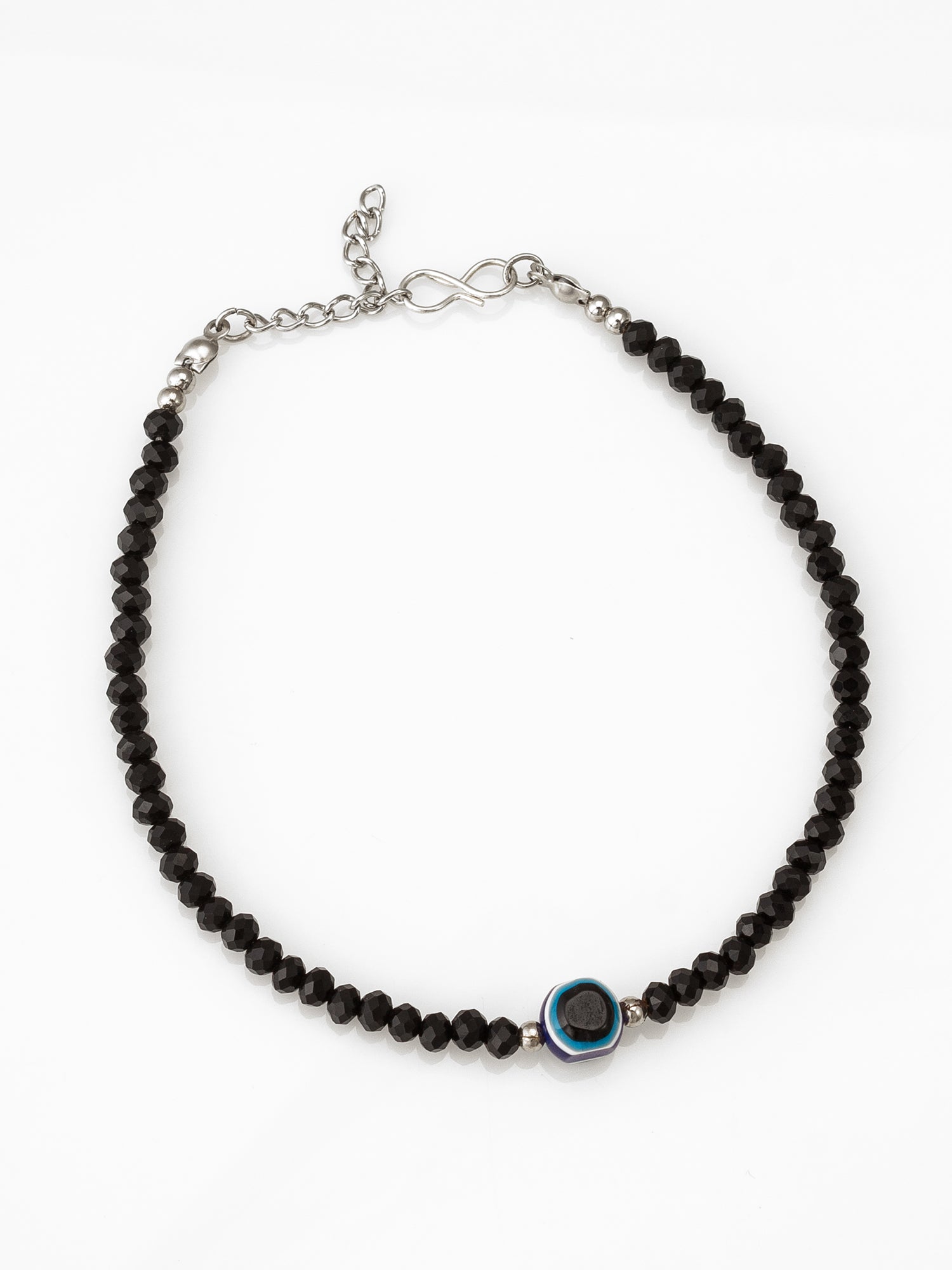 Black Faceted Crystal Bead Anklet – View 2 | Aadita Jewelry