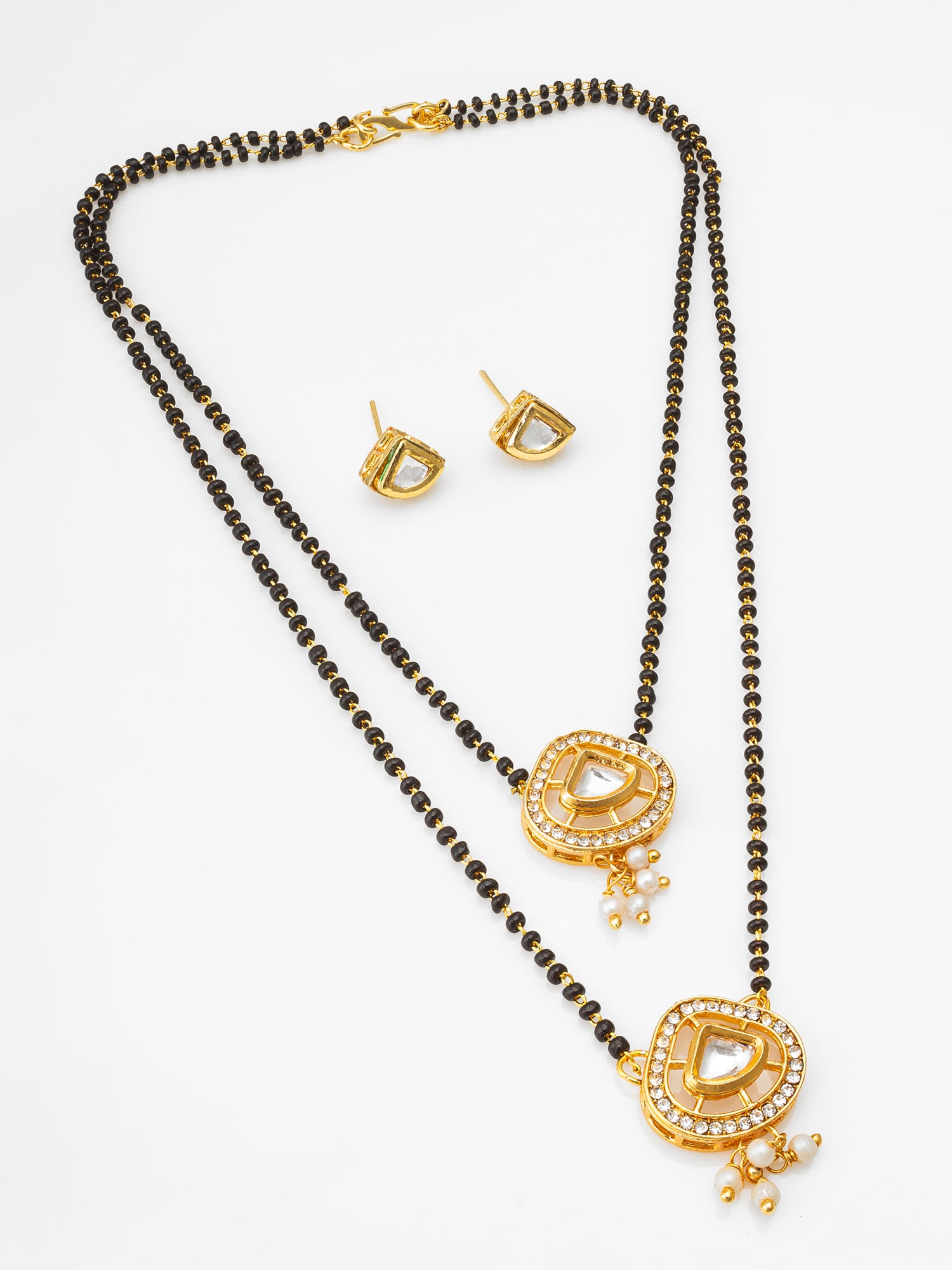 Dual Pendant Kundan Mangalsutra with Earrings | Aadita Jewelry