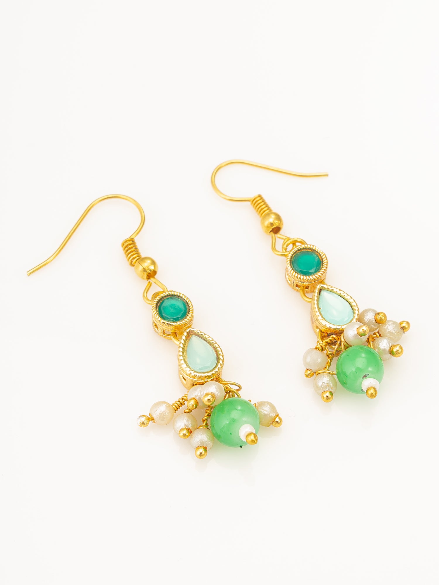 Green Beaded Kundan Necklace Set with Earrings for Women – View 3 | Aadita Jewelry