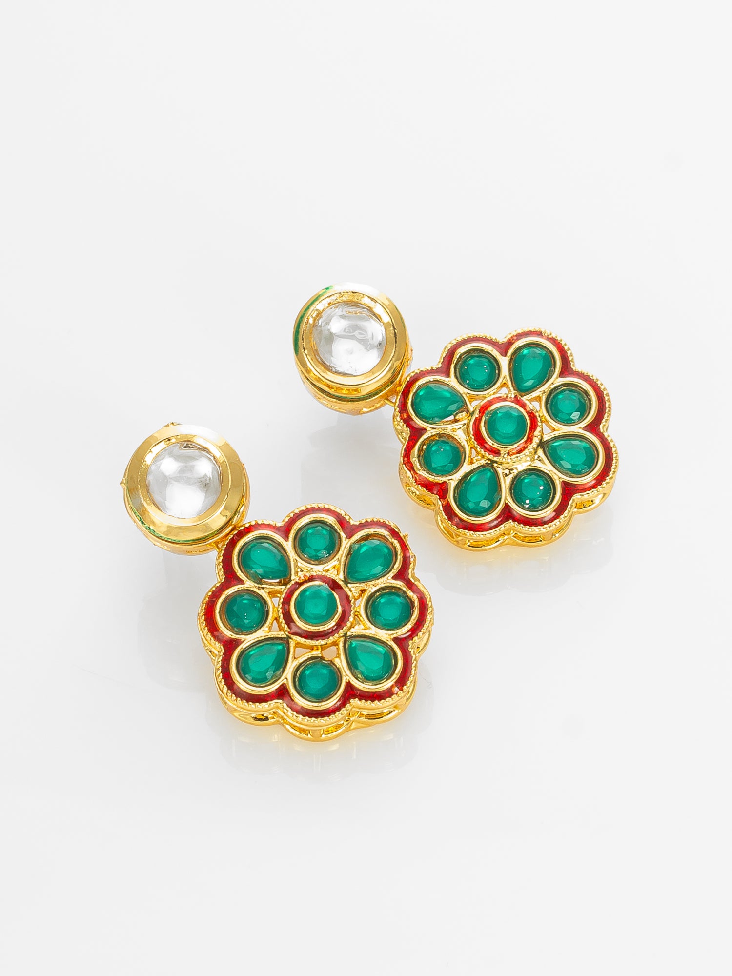 Gold Plated White Pearl Beaded Traditional Necklace Set – View 2 | Aadita Jewelry