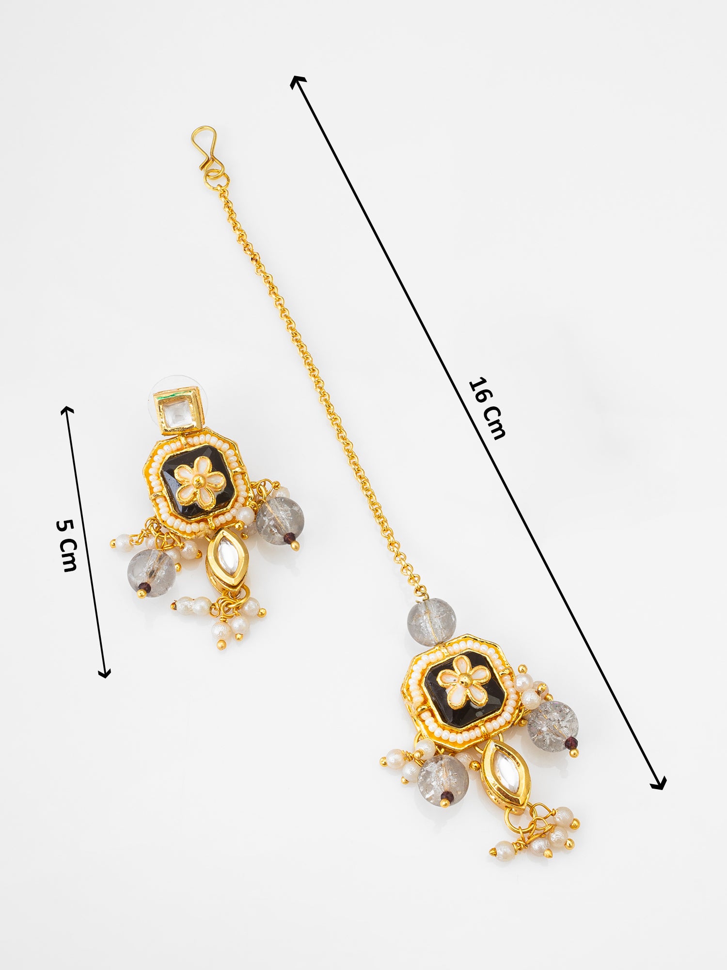 Kundan Necklace Set with Meenakari Earrings and Maang Tikka – View 5 | Aadita Jewelry