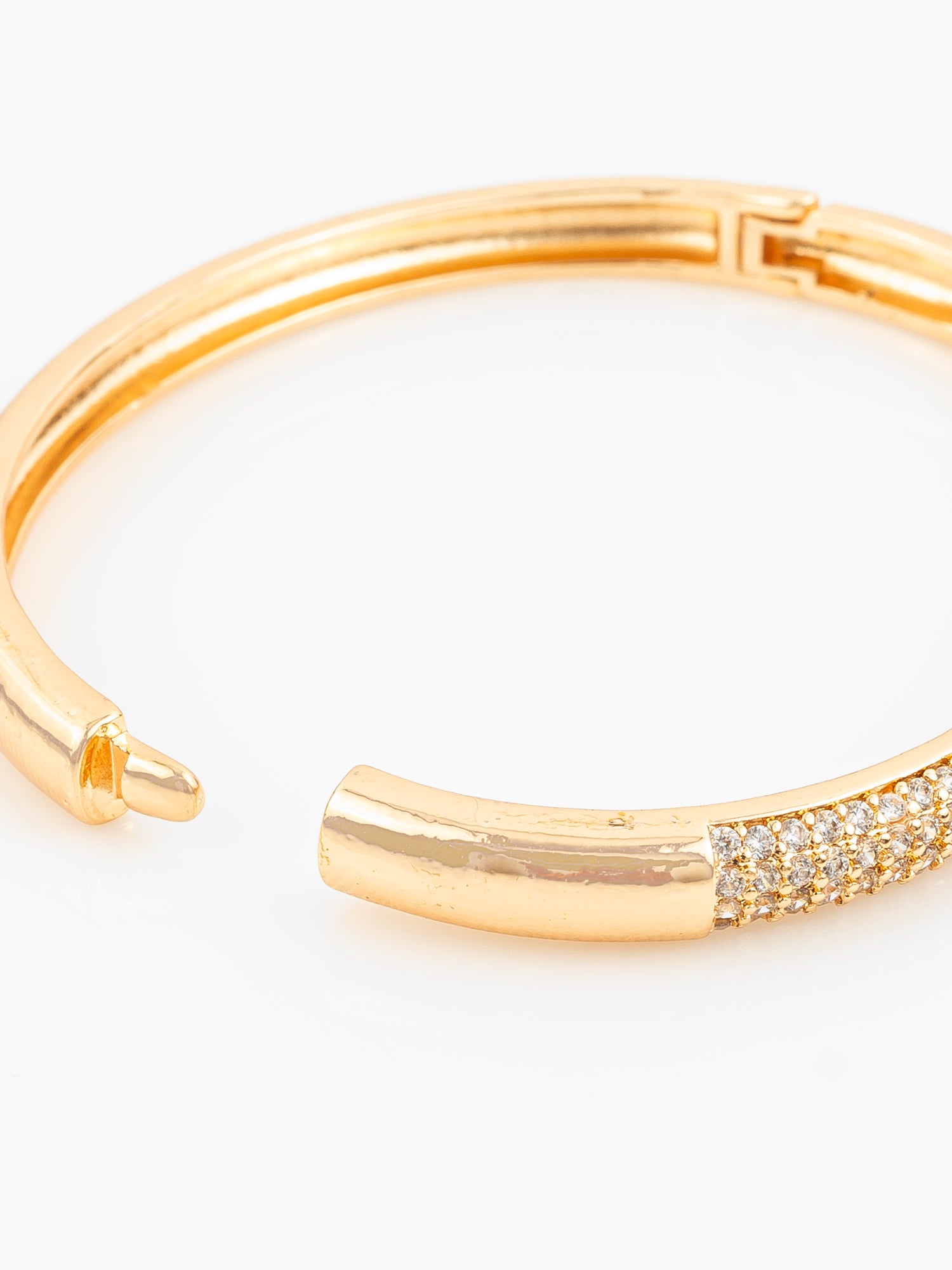 Gold Plated American Diamond Adjustable Kada Bangle for Women "“ Party Wear Traditional Jewellery – View 4 | Aadita Jewelry