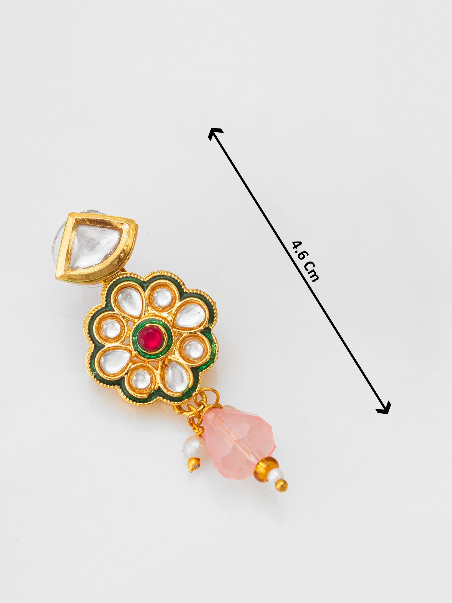 Magenta Bead Choker with Kundan Floral Design and Peach Accents – View 5 | Aadita Jewelry