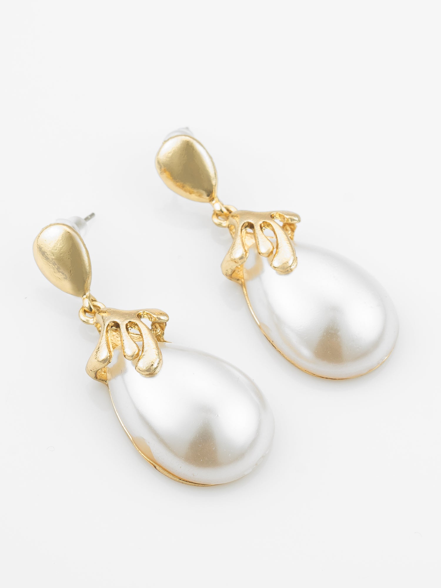 Gold Plated Western Style White Drop Earrings – View 2 | Aadita Jewelry