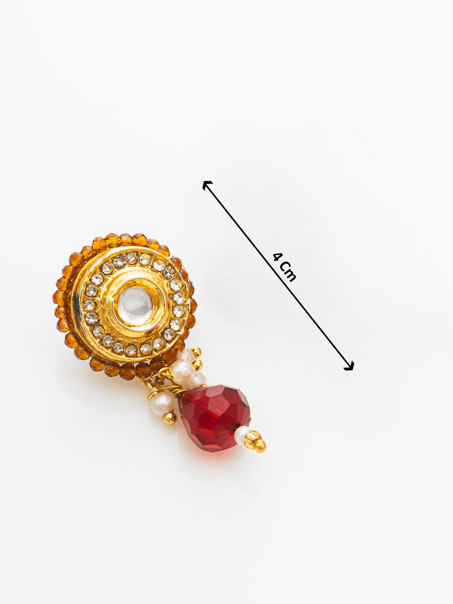 Gold-Plated Amber Beaded Kundan Necklace Set with Earrings – View 4 | Aadita Jewelry