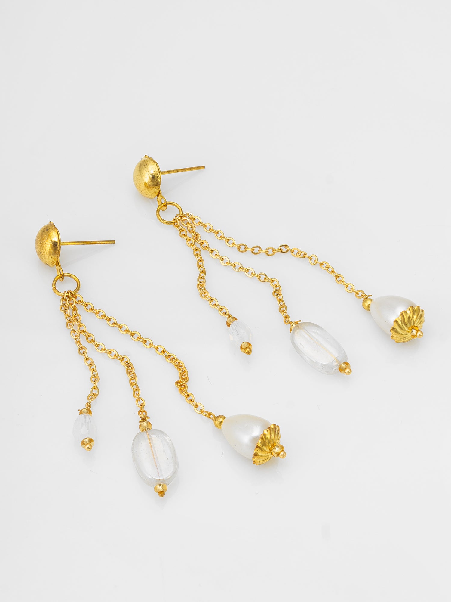 Gold-Tone Multi-Chain Tassel Earrings | Aadita Jewelry