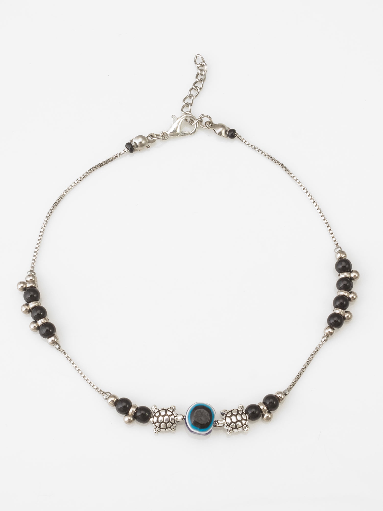 Turtle Charm Evil Eye Protective Anklet – View 2 | Aadita Jewelry