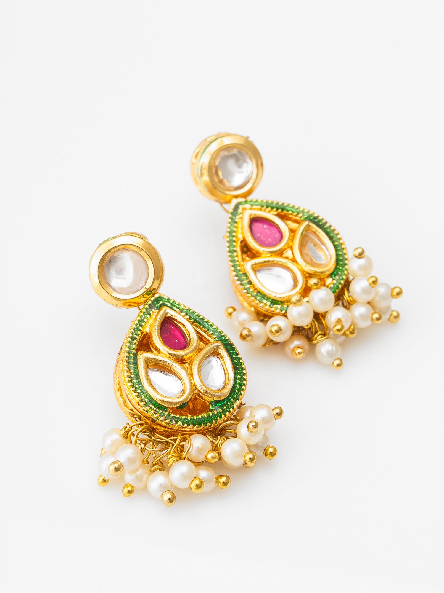 Meenakari Kundan Choker Necklace Set with Pearl Drops – View 2 | Aadita Jewelry