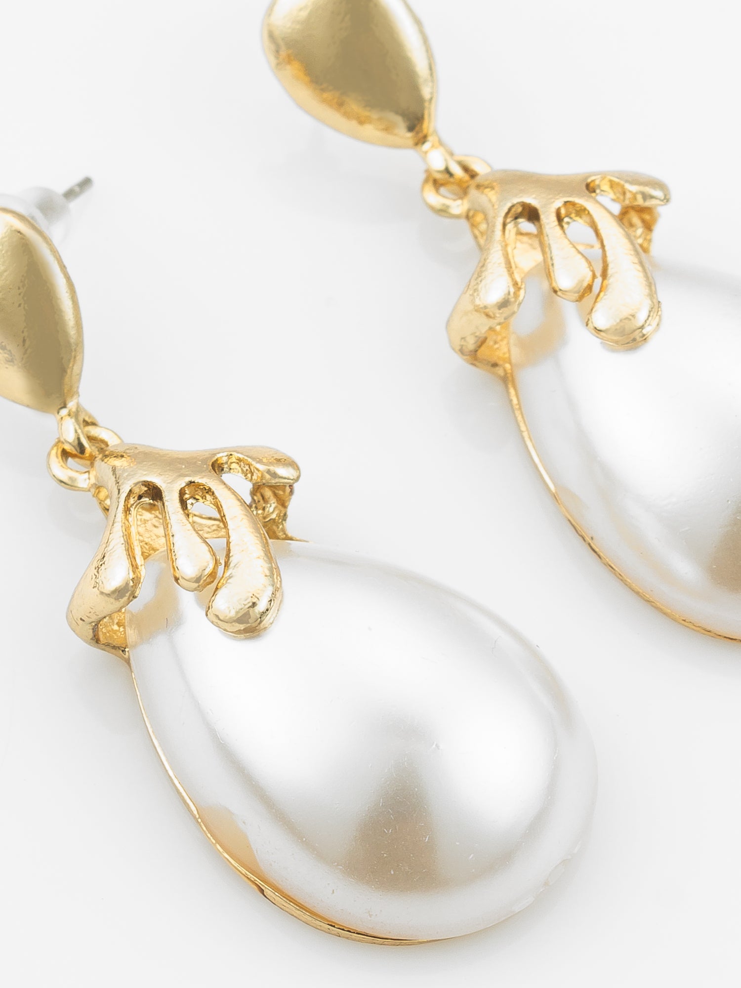 Gold Plated Western Style White Drop Earrings – View 4 | Aadita Jewelry